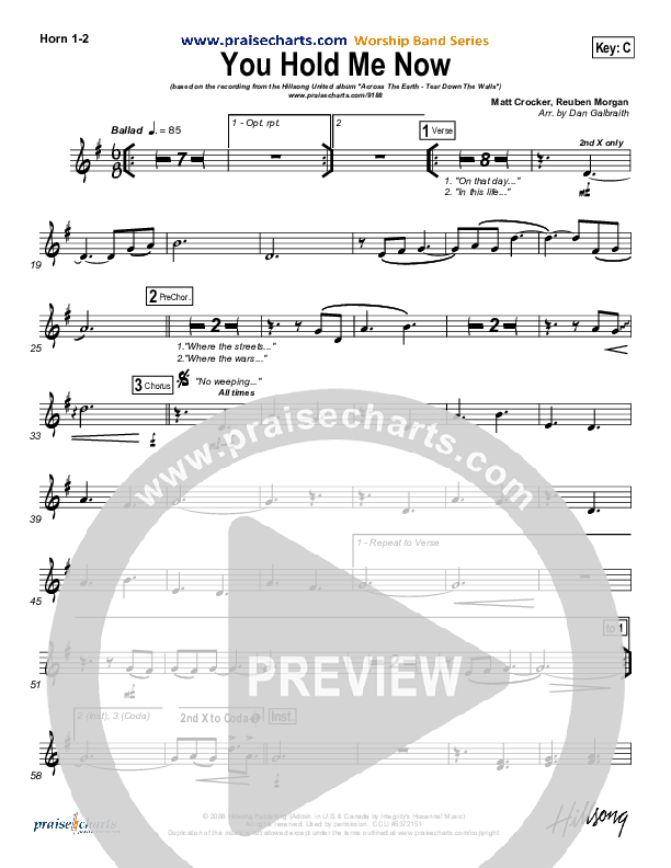 You Hold Me Now Brass Pack (Hillsong UNITED)