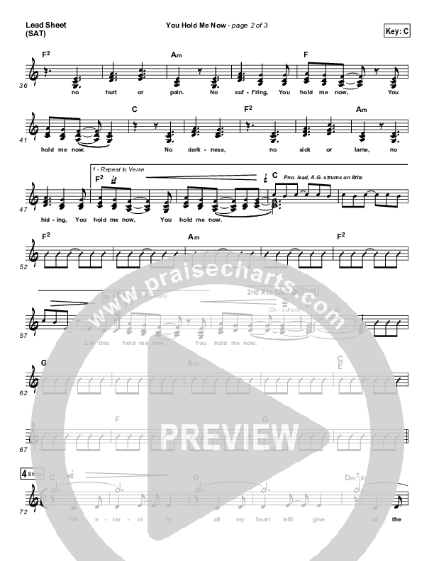 You Hold Me Now Lead Sheet (Hillsong UNITED)