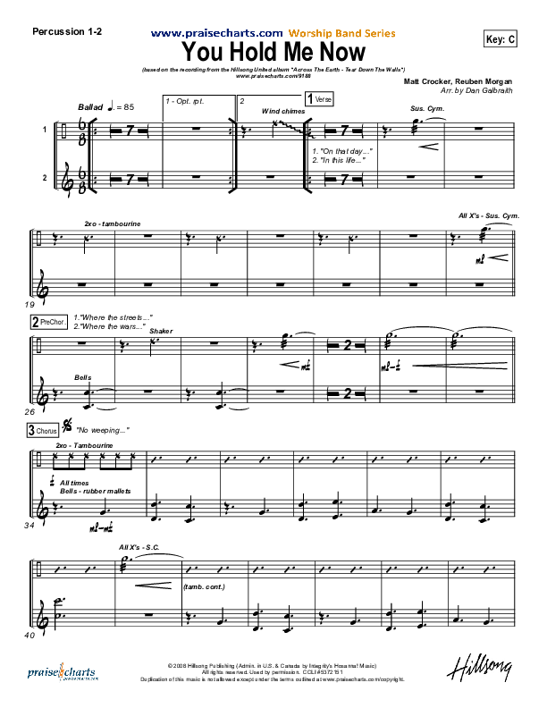 You Hold Me Now Percussion 1/2 (Hillsong UNITED)