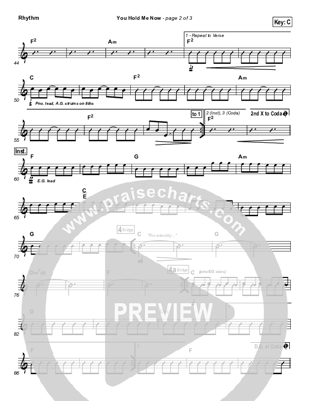 You Hold Me Now Rhythm Chart (Hillsong UNITED)