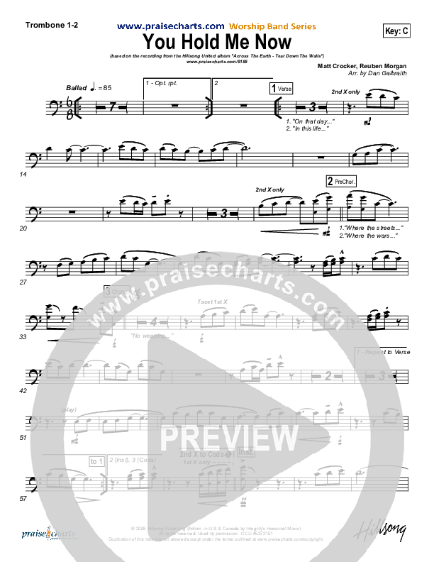 You Hold Me Now Trombone 1/2 (Hillsong UNITED)