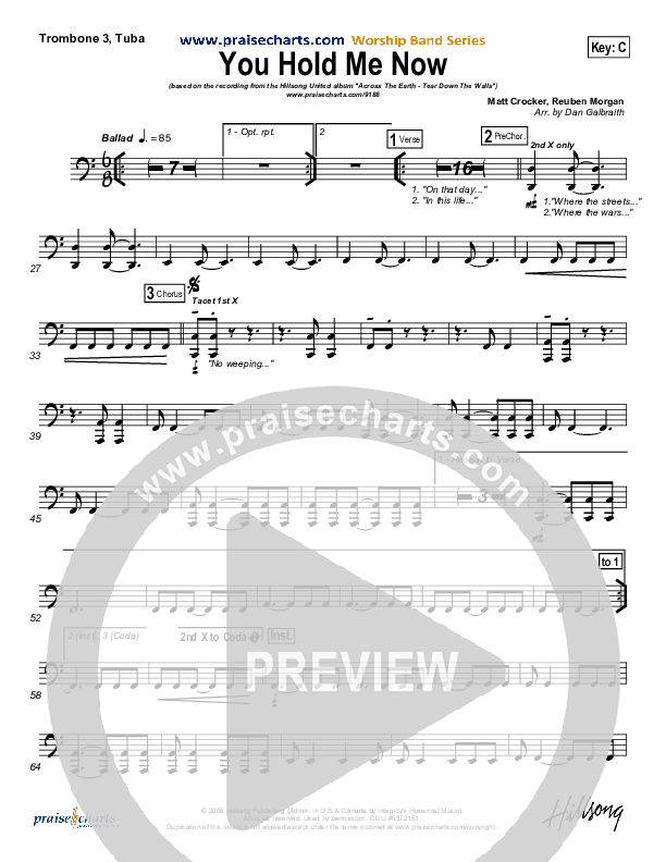 You Hold Me Now Trombone 3/Tuba (Hillsong UNITED)