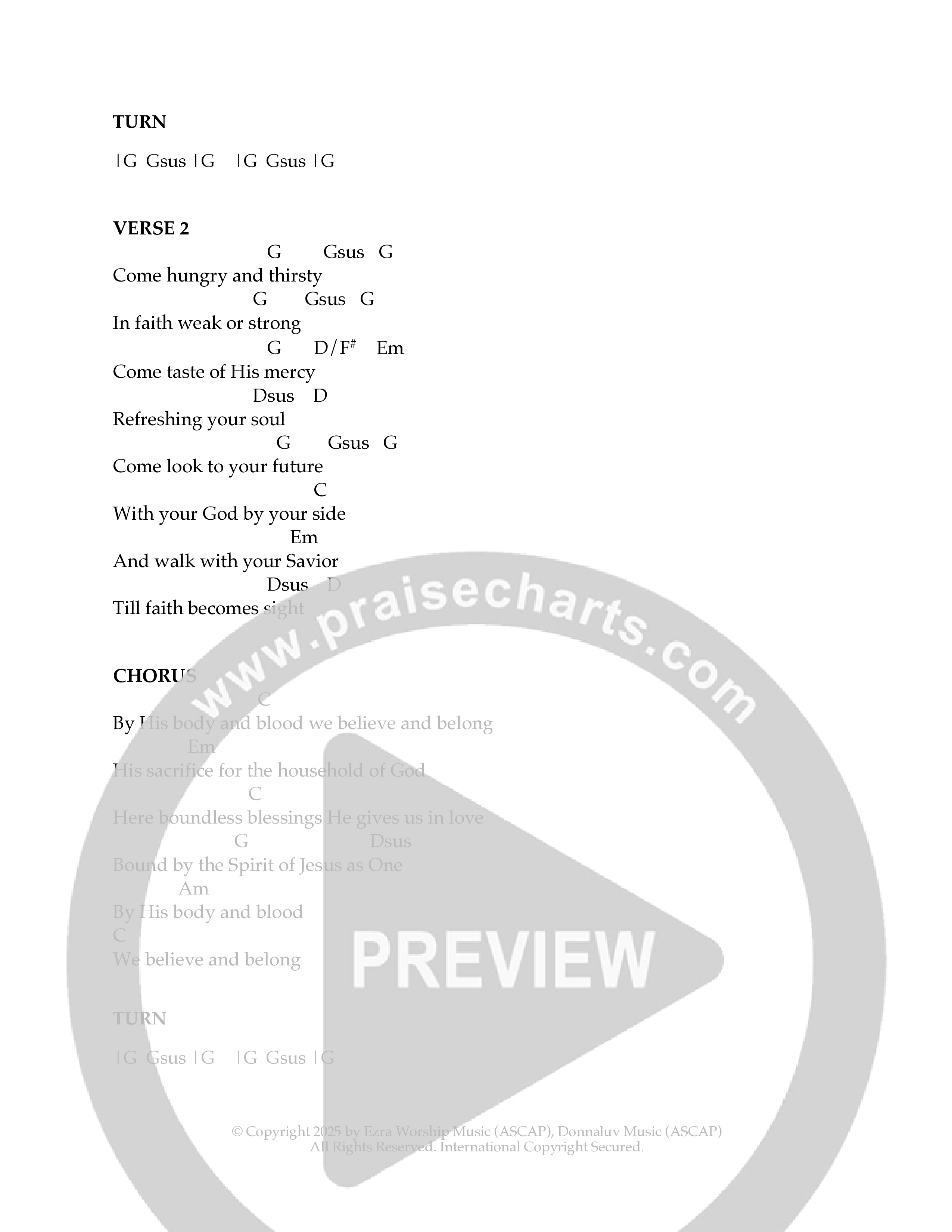 We Believe And Belong Chord Chart (Ezra Worship Initiative)