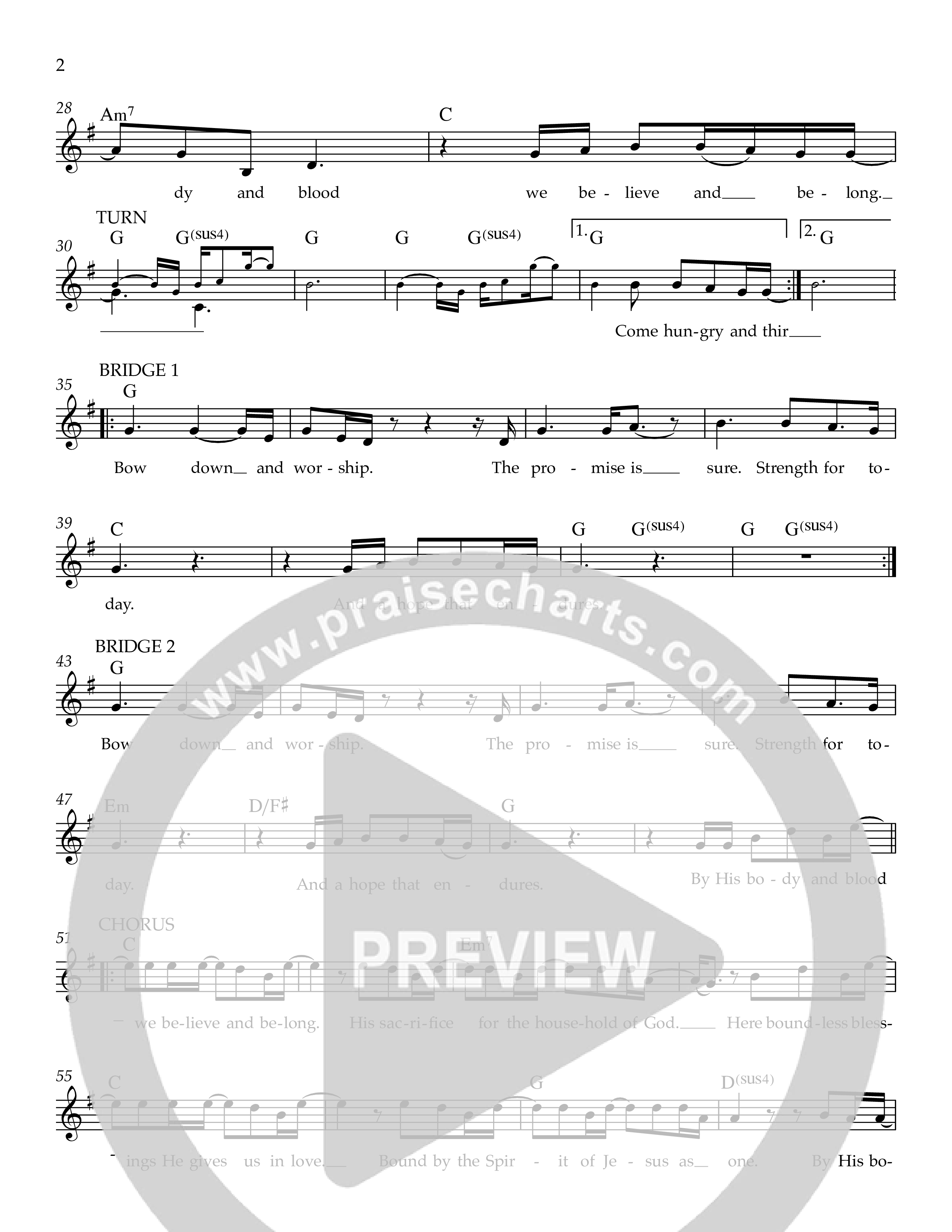 We Believe And Belong Lead Sheet Melody (Ezra Worship Initiative)
