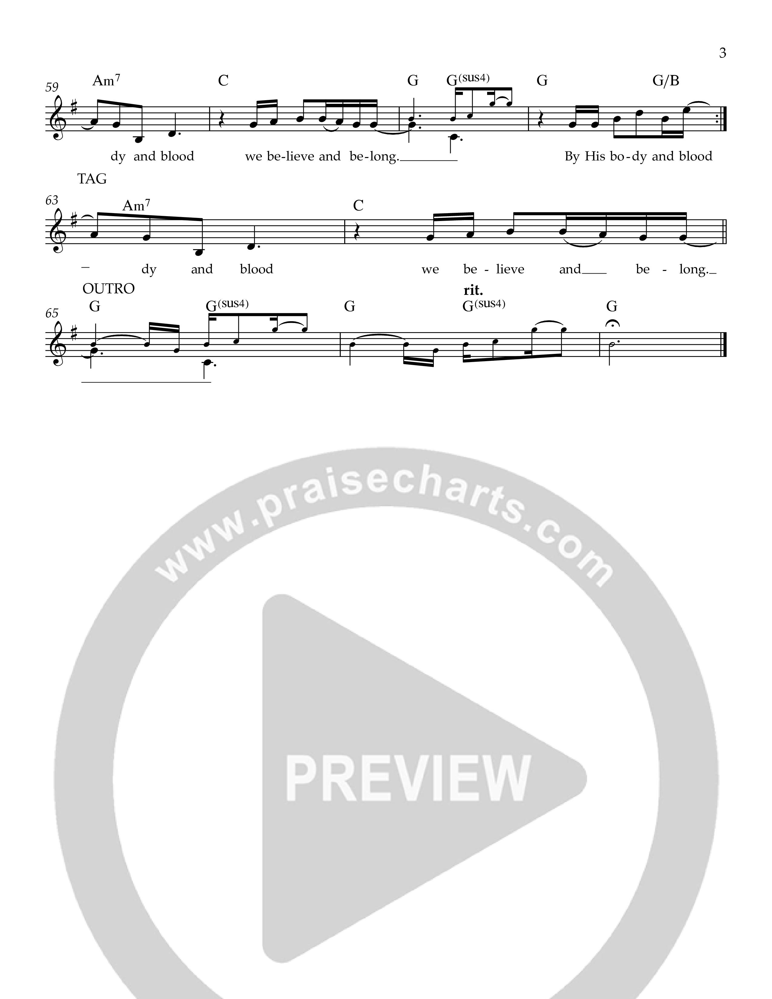 We Believe And Belong Lead Sheet Melody (Ezra Worship Initiative)