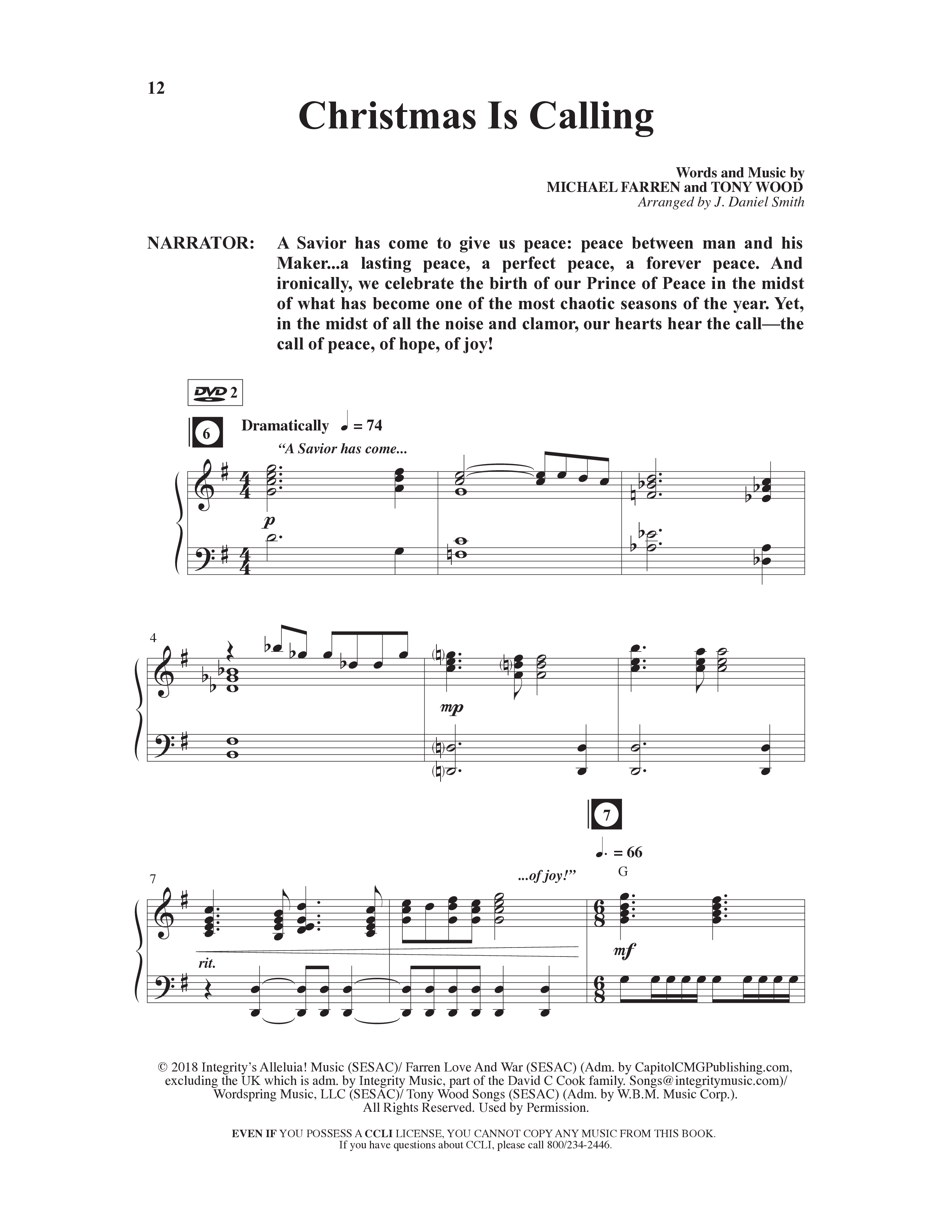 Christmas Is Calling (9 Song Choral Collection) Song 2 (Piano SATB) (Word Music Choral / Arr. J. Daniel Smith)