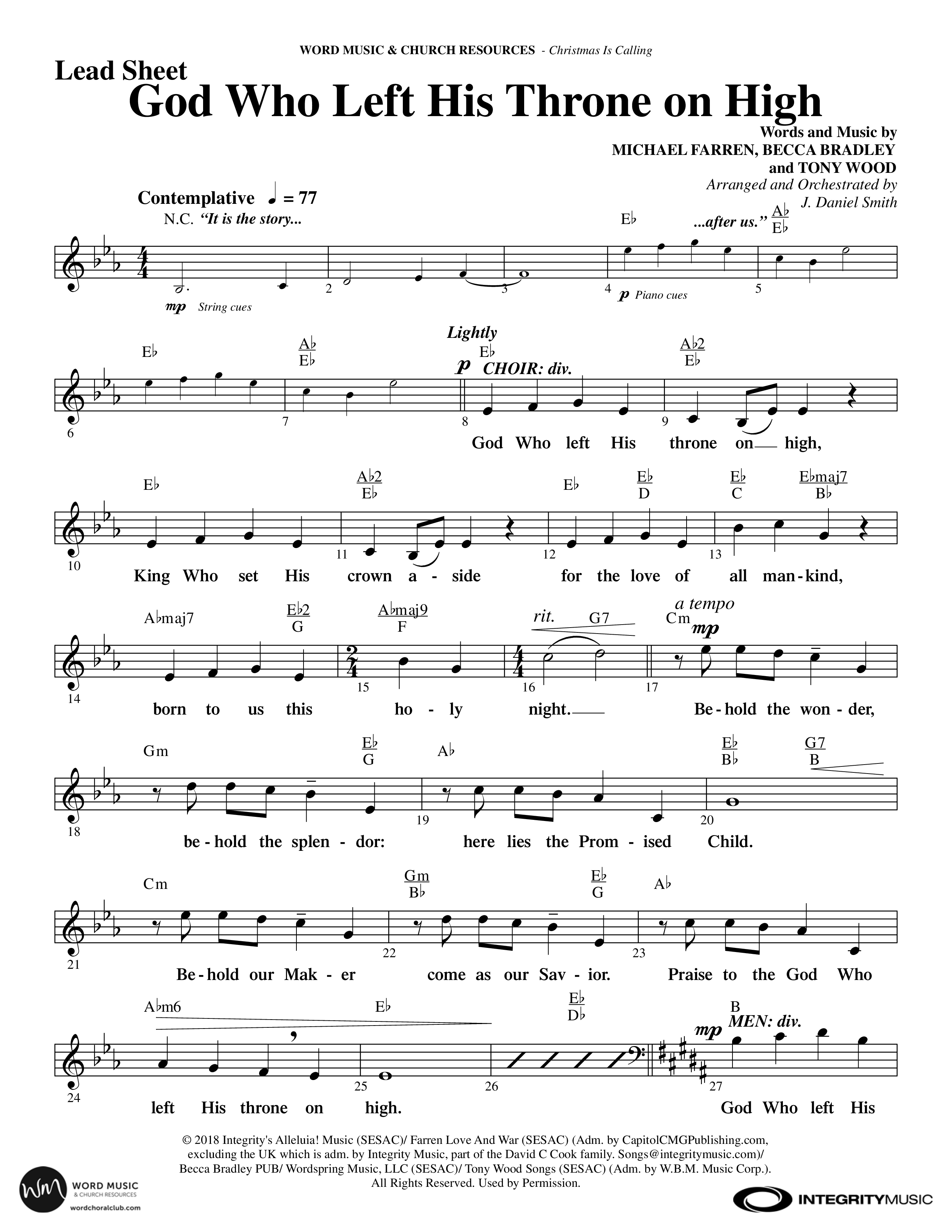 Christmas Is Calling (9 Song Choral Collection) Song 4 (Lead & Chords) (Word Music Choral / Arr. J. Daniel Smith)