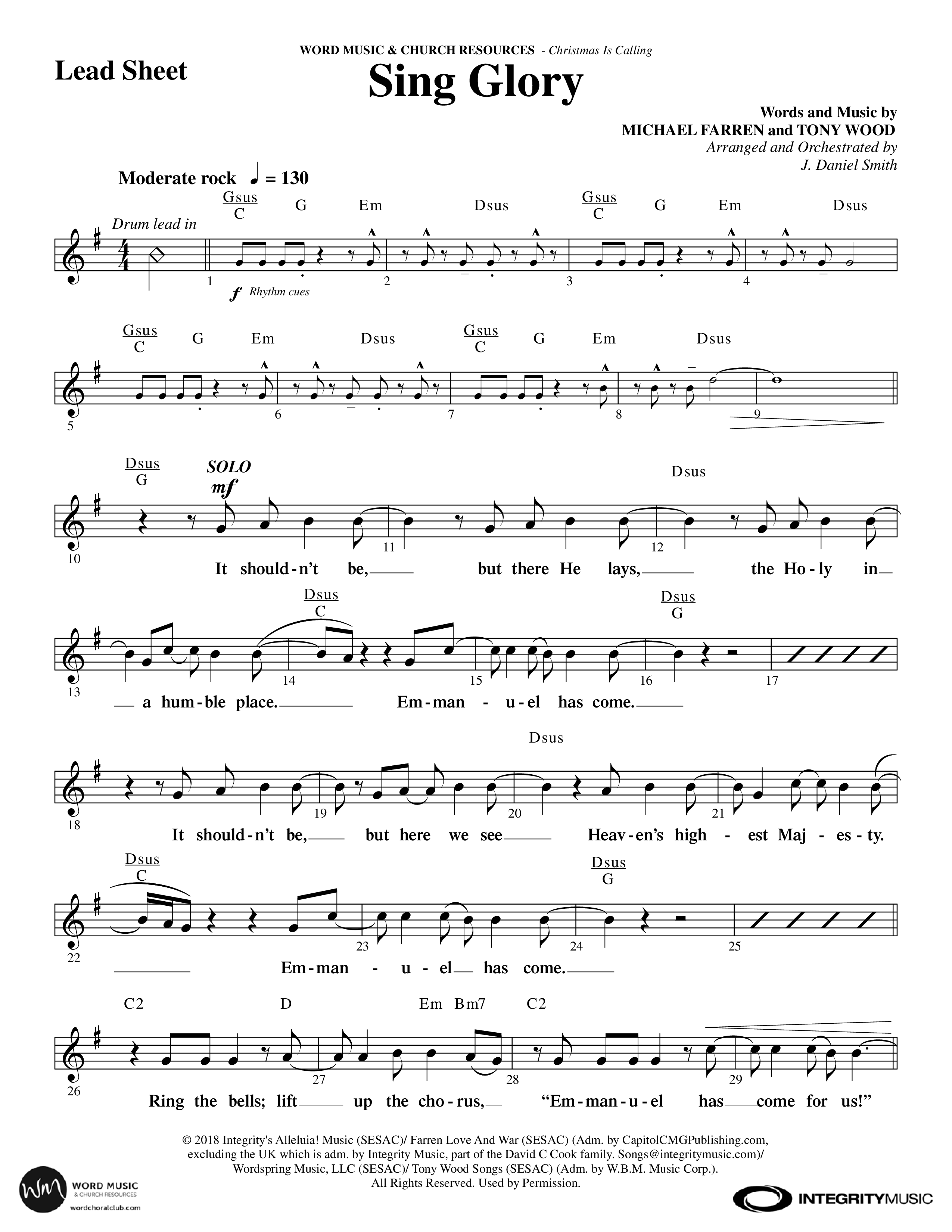 Christmas Is Calling (9 Song Choral Collection) Song 5 (Lead & Chords) (Word Music Choral / Arr. J. Daniel Smith)