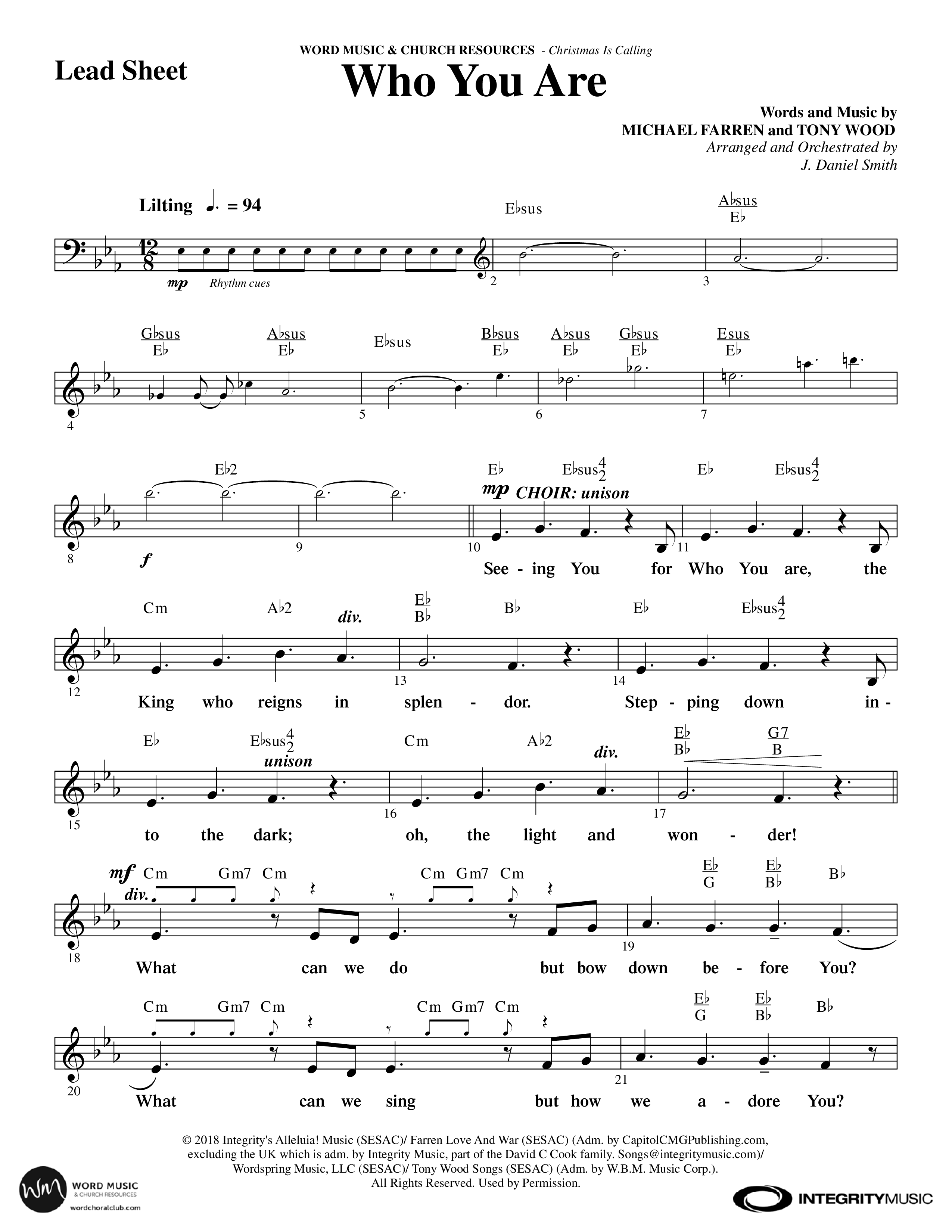 Christmas Is Calling (9 Song Choral Collection) Song 7 (Lead & Chords) (Word Music Choral / Arr. J. Daniel Smith)