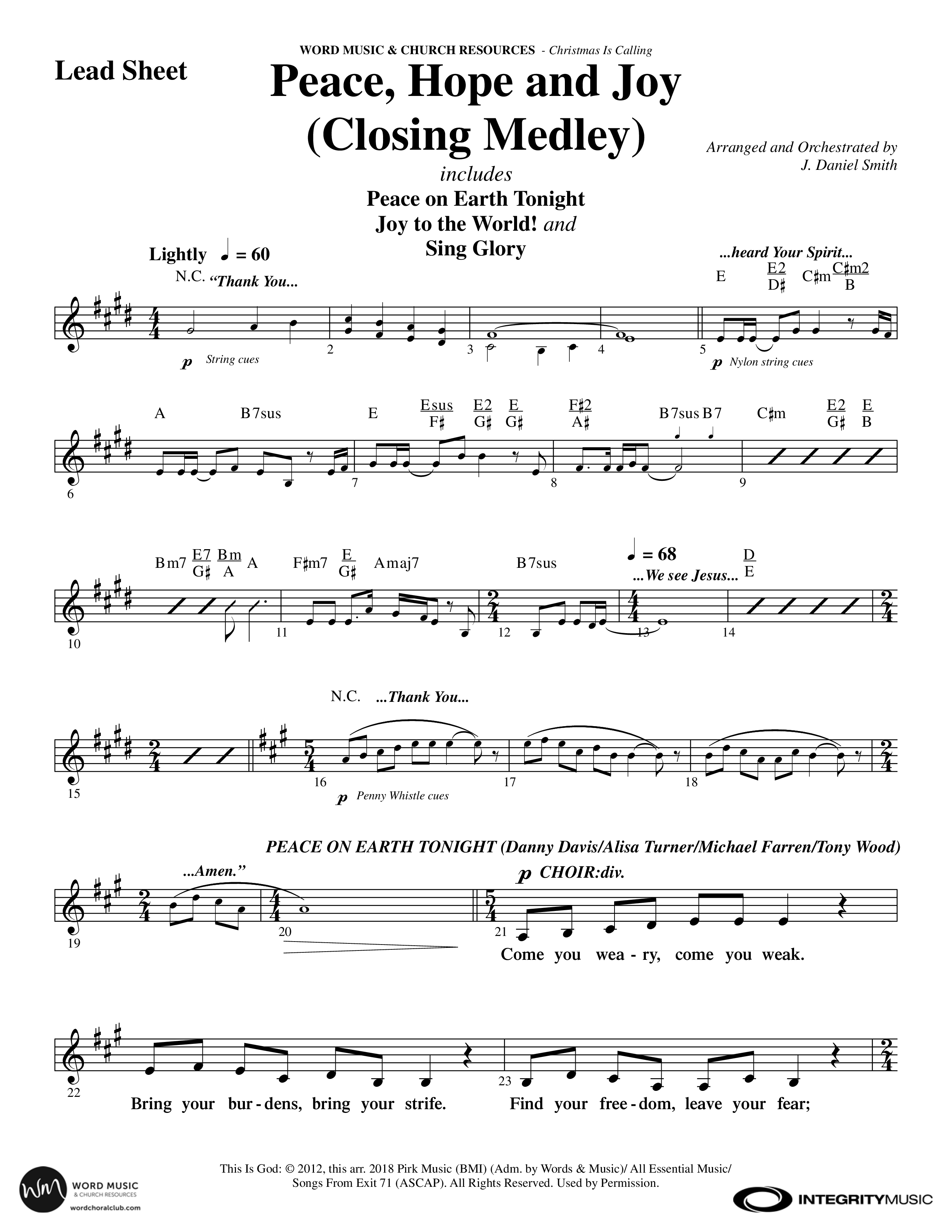 Christmas Is Calling (9 Song Choral Collection) Song 9 (Lead & Chords) (Word Music Choral / Arr. J. Daniel Smith)