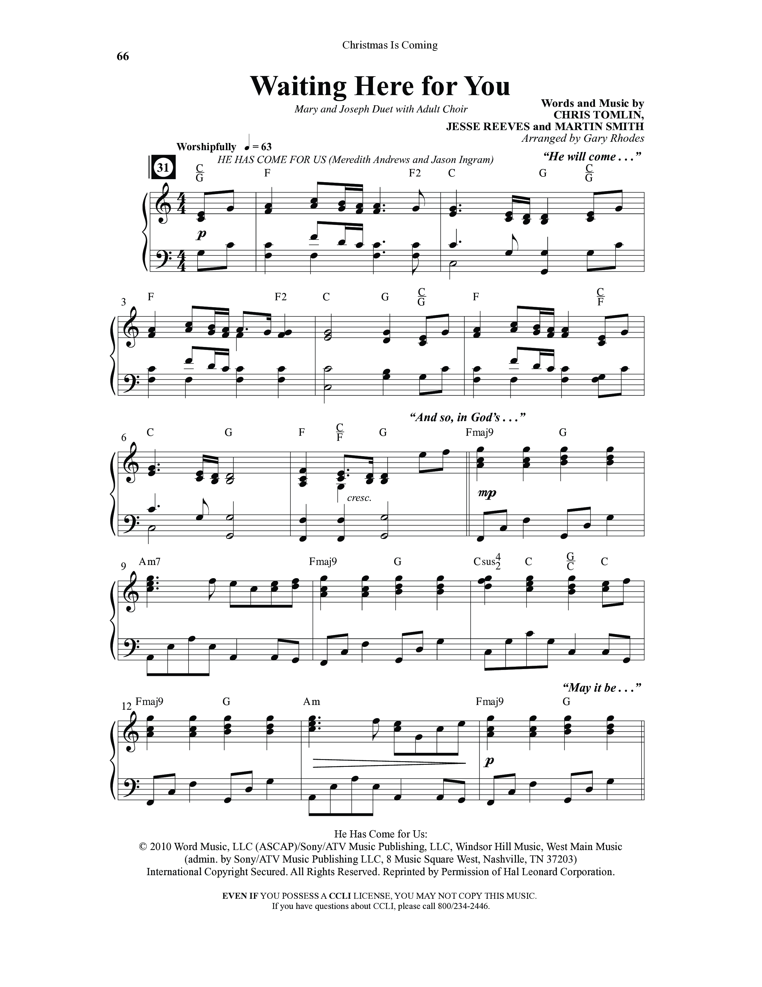 Christmas Is Coming (10 Song Choral Collection) Song 5 (Piano SATB) (Word Music Choral / Arr. Gary Rhodes)