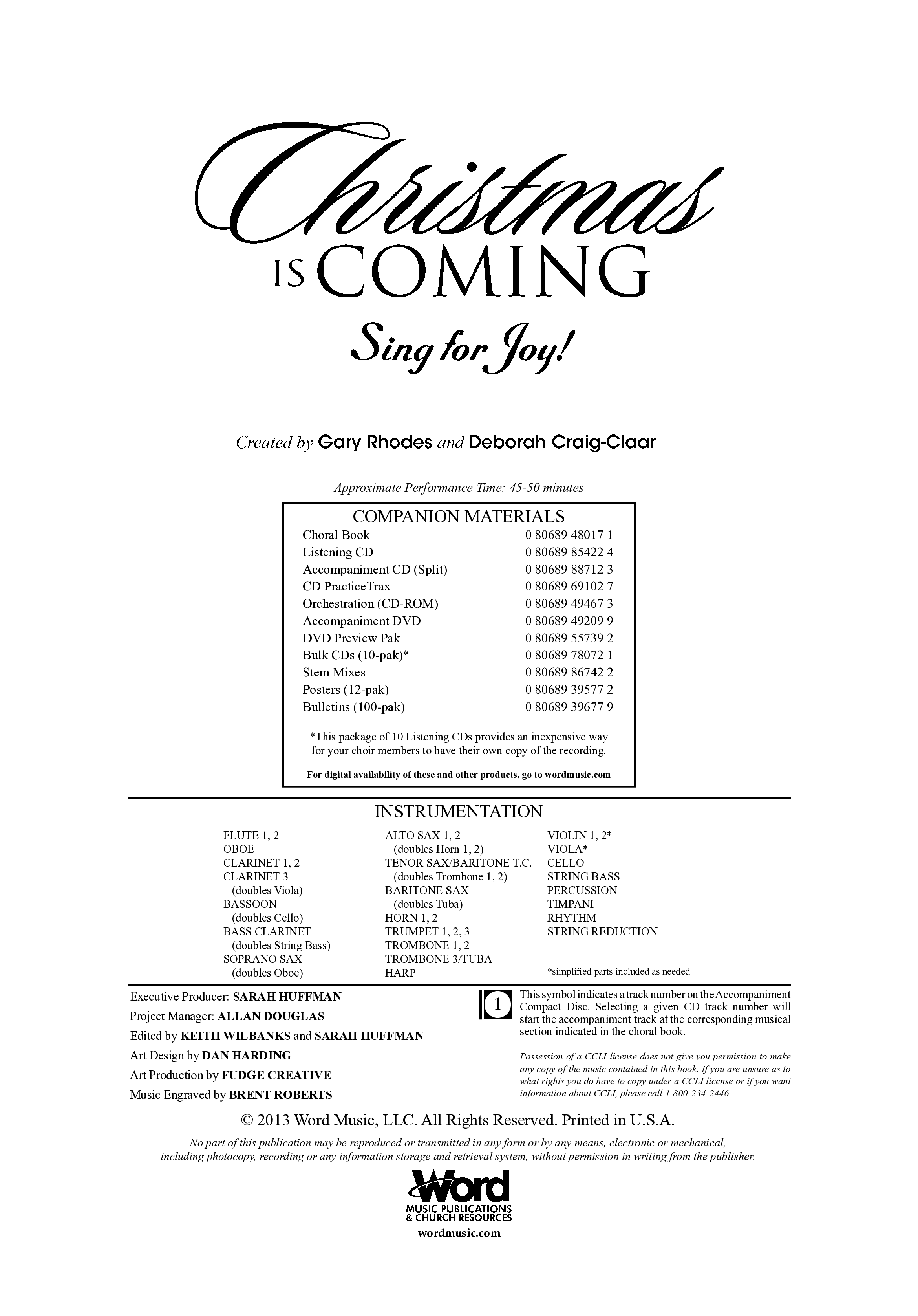 Christmas Is Coming (10 Song Choral Collection) Choral Book (Word Music Choral / Arr. Gary Rhodes)