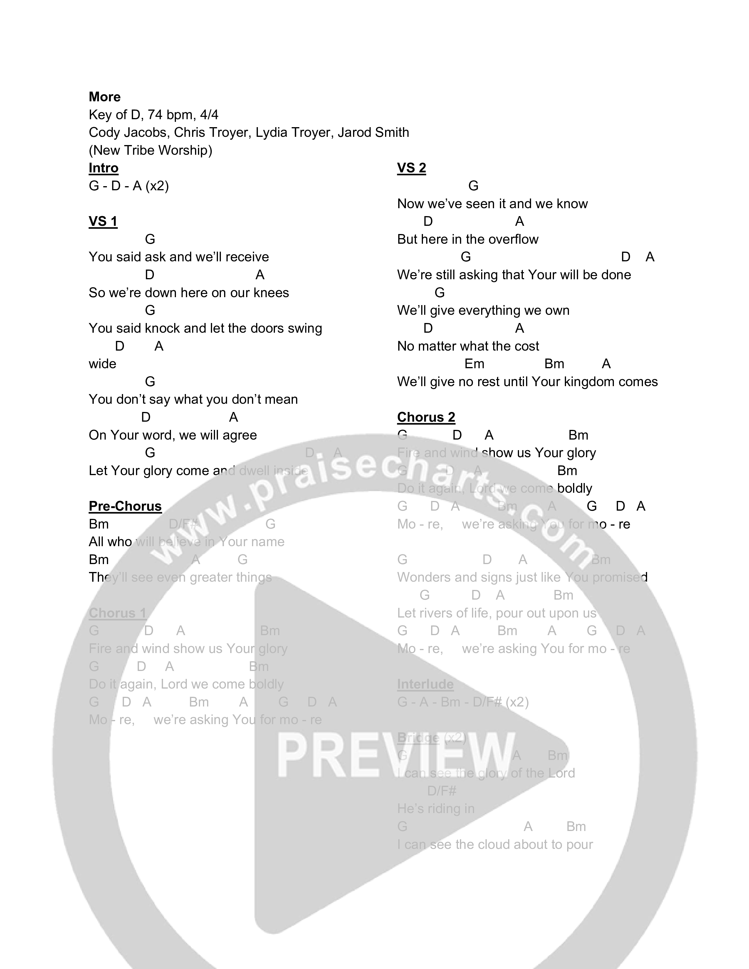More Chord Chart (New Tribe Worship)