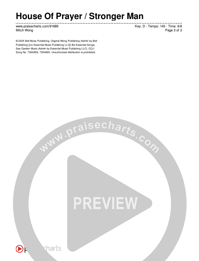House Of Prayer / Stronger Man (re:said) Chord Chart (Mitch Wong)