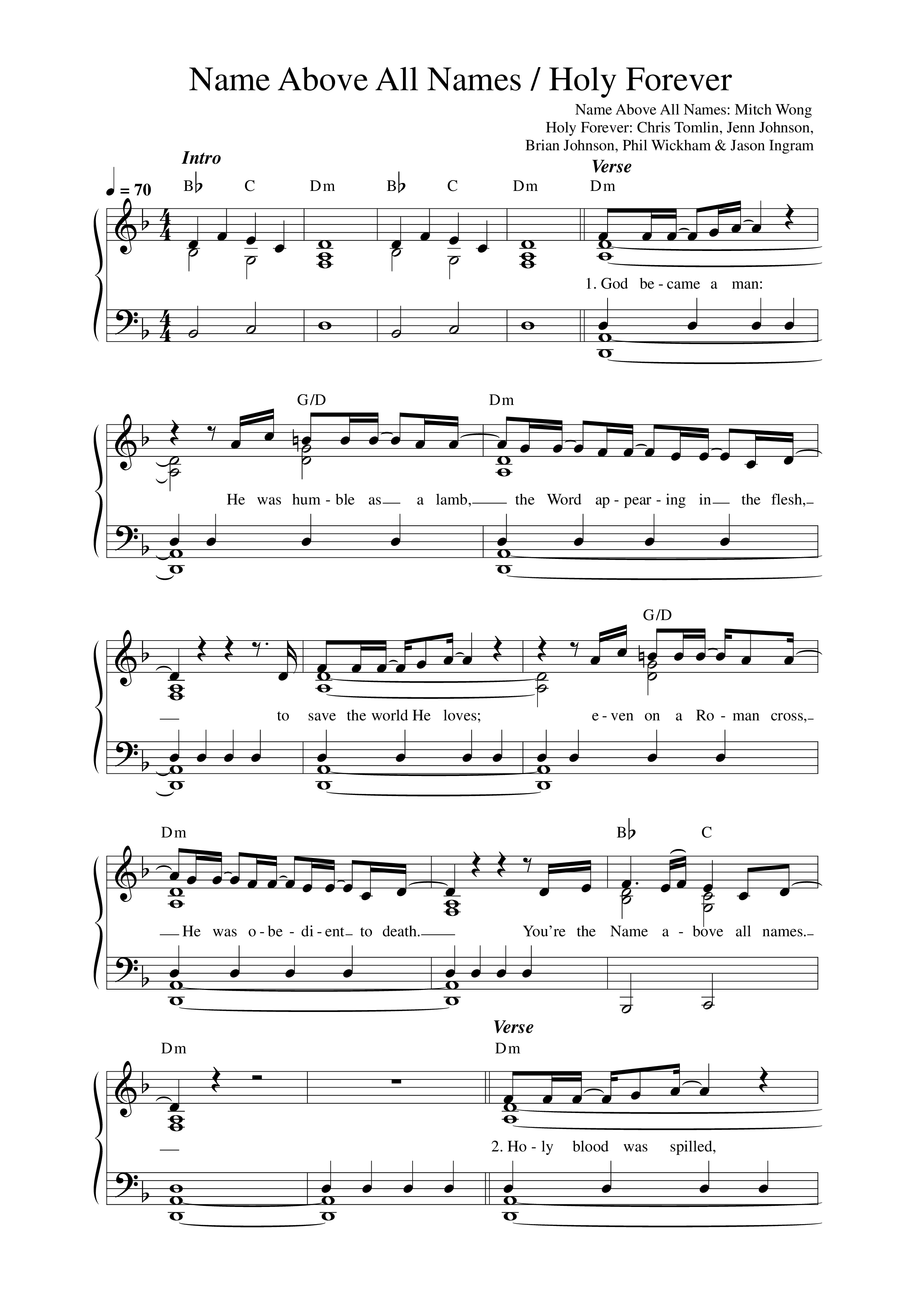 The Name Above All Names / Holy Forever (re:said) Lead Sheet Melody (Mitch Wong)