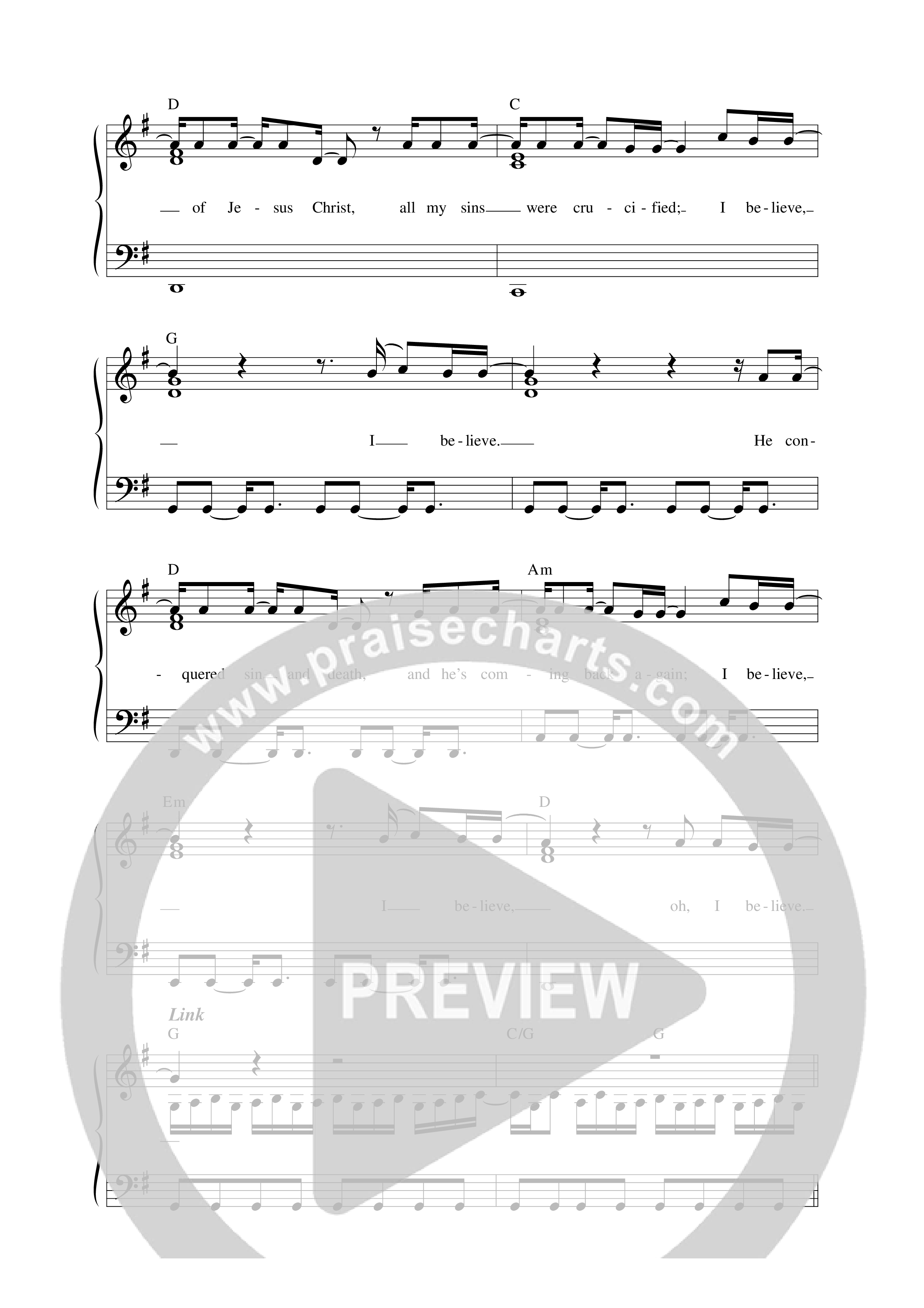 I Believe Lead Sheet Melody (KXC)