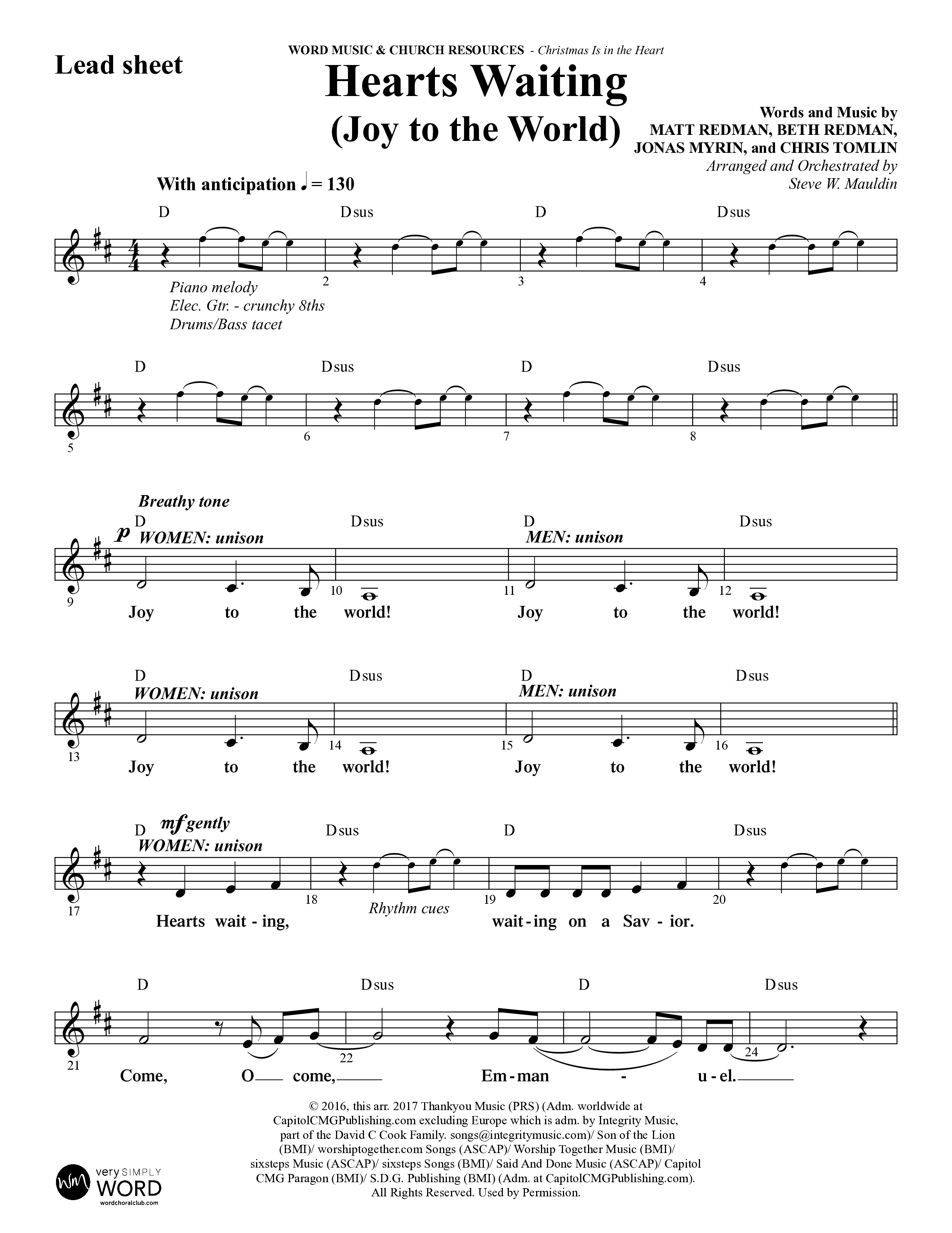 Christmas Is In The Heart (10 Song Choral Collection) Lead & Chords Collection (Word Music Choral / Arr. Steve Mauldin)