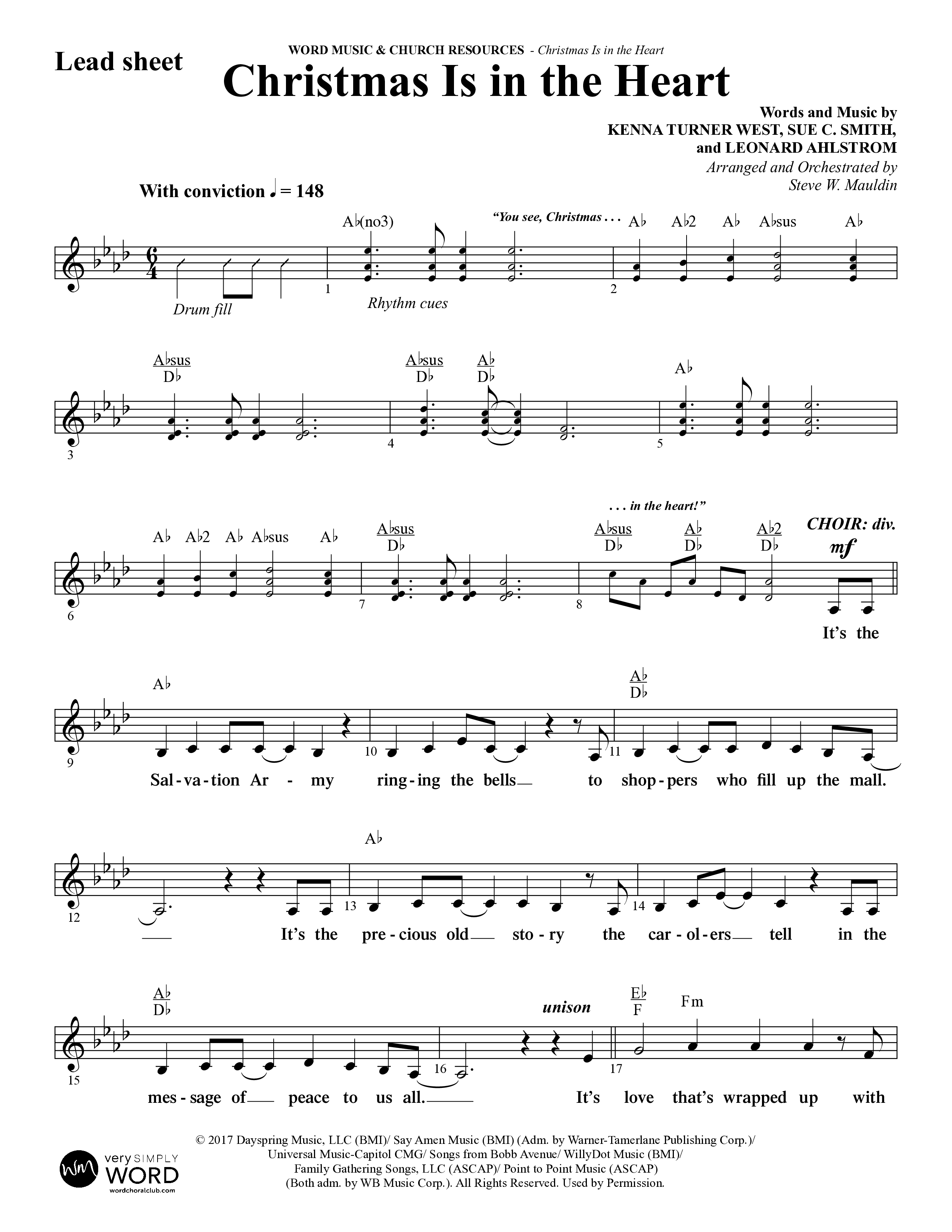 Christmas Is In The Heart (10 Song Choral Collection) Song 4 (Lead & Chords) (Word Music Choral / Arr. Steve Mauldin)