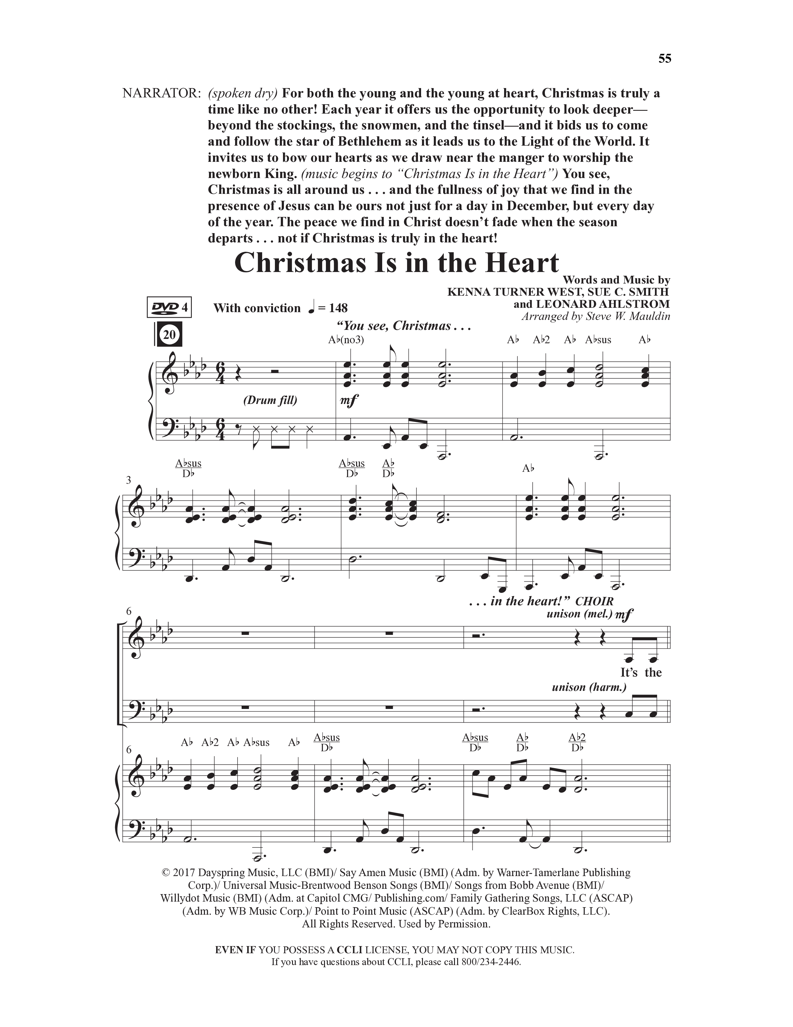 Christmas Is In The Heart (10 Song Choral Collection) Song 4 (Piano SATB) (Word Music Choral / Arr. Steve Mauldin)