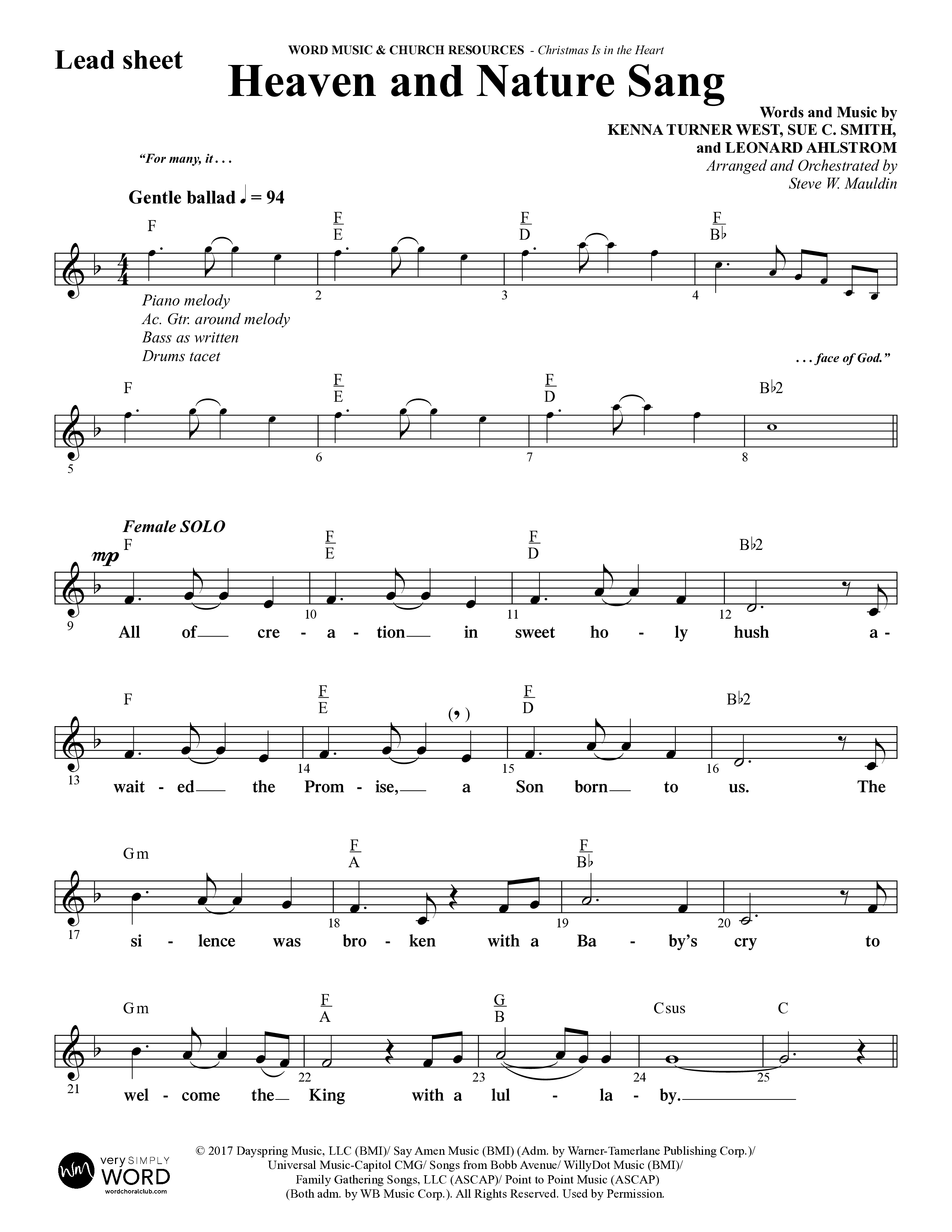 Christmas Is In The Heart (10 Song Choral Collection) Song 5 (Lead & Chords) (Word Music Choral / Arr. Steve Mauldin)