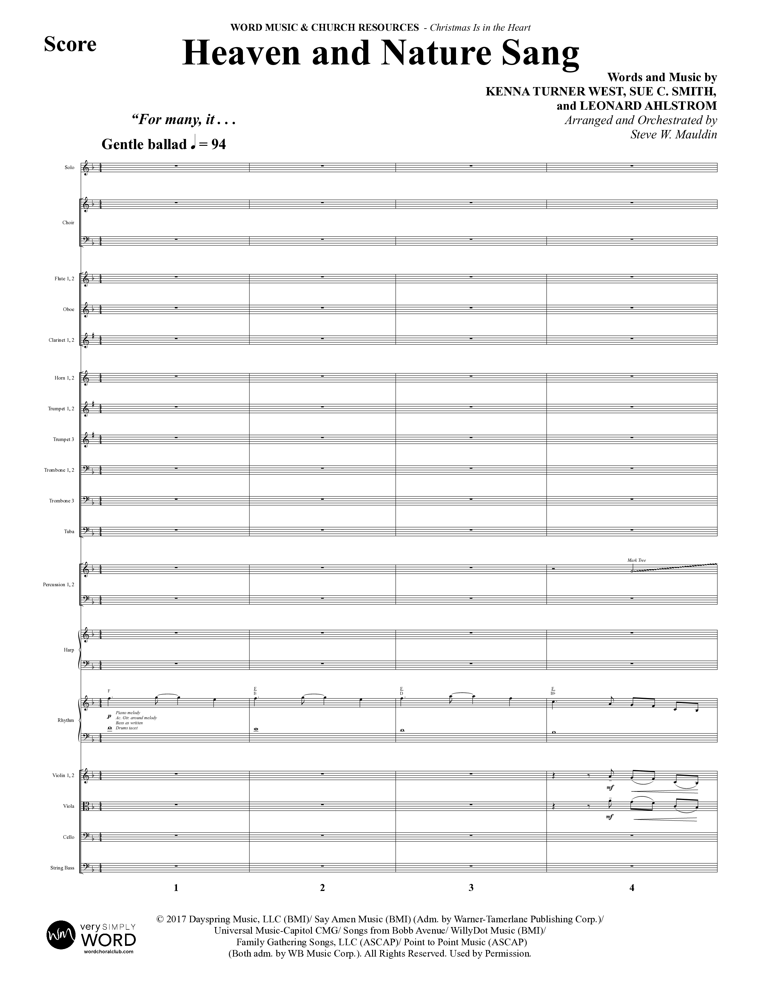Christmas Is In The Heart (10 Song Choral Collection) Song 5 (Orchestration) (Word Music Choral / Arr. Steve Mauldin)