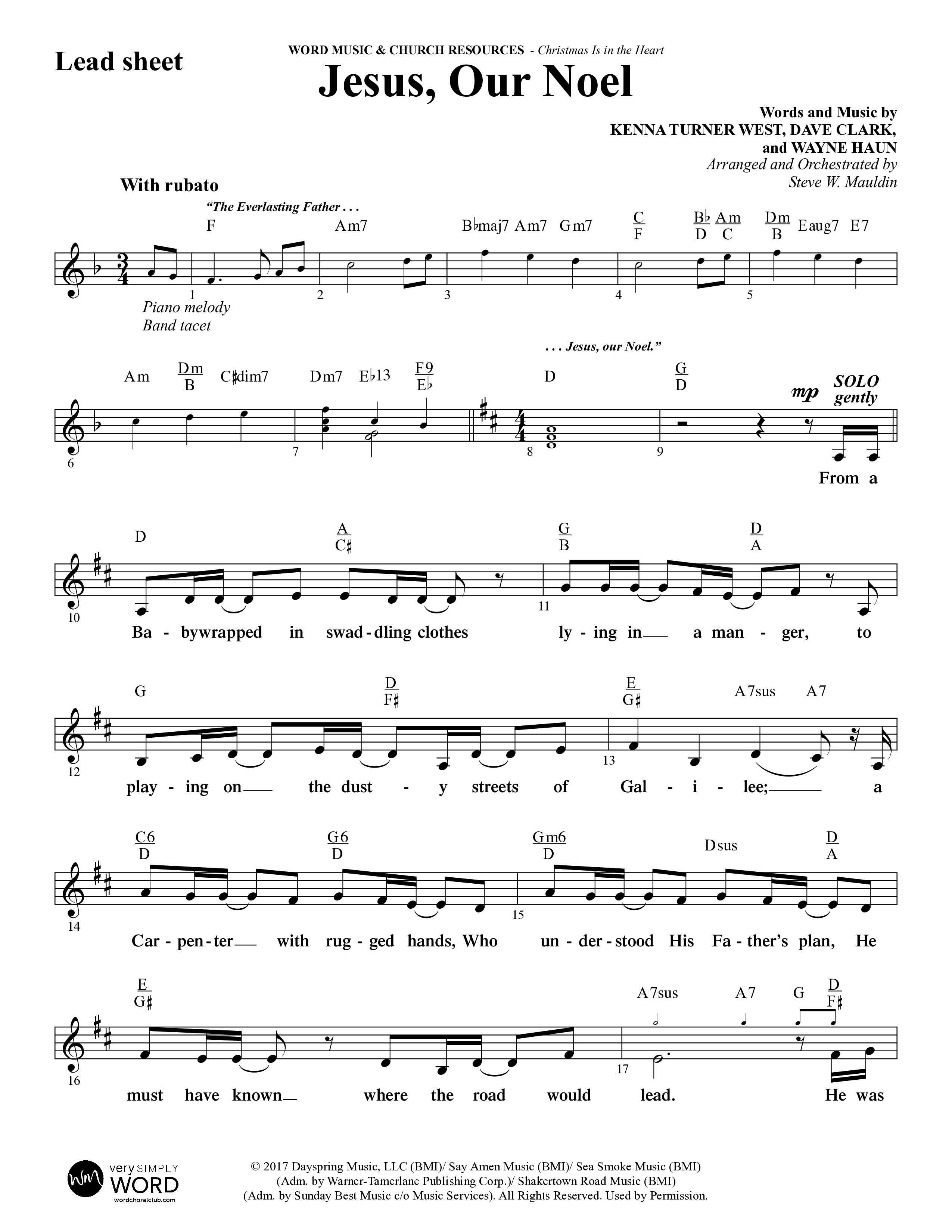 Christmas Is In The Heart (10 Song Choral Collection) Song 6 (Lead & Chords) (Word Music Choral / Arr. Steve Mauldin)