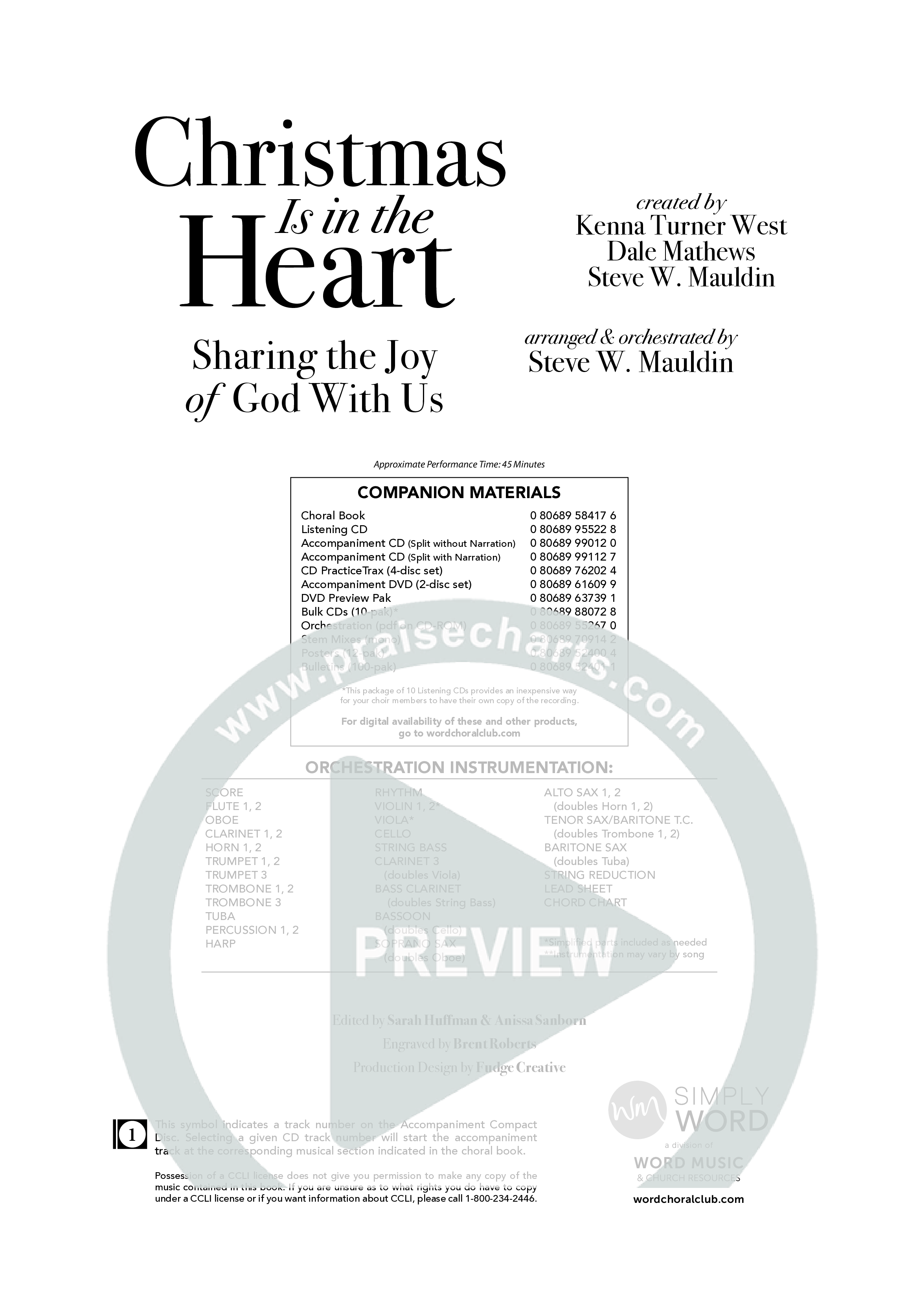 Christmas Is In The Heart (10 Song Choral Collection) Choral Book (Word Music Choral / Arr. Steve Mauldin)