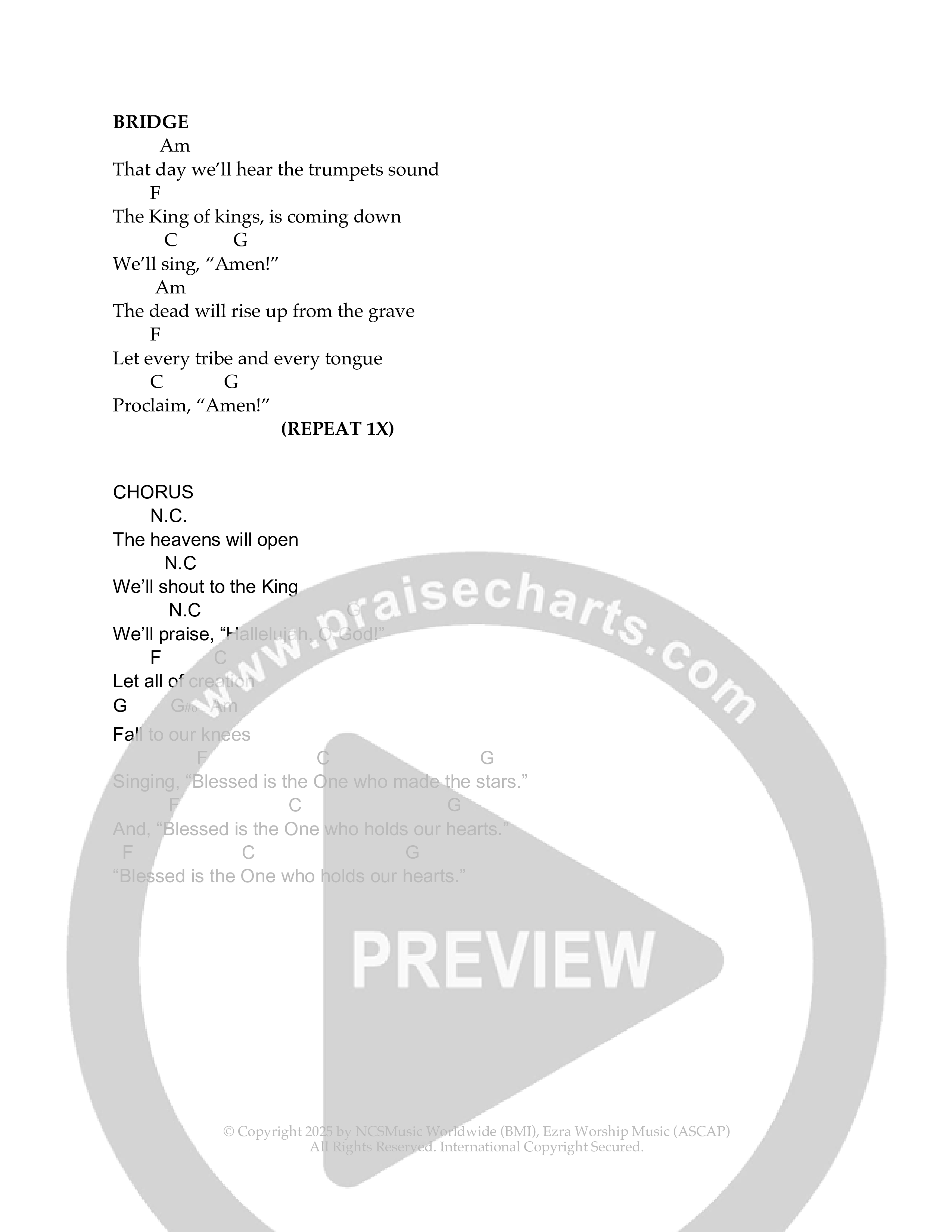 Blessed Is The One (Amen) Chord Chart (Ezra Worship Initiative / Grant Keith / Molly Mac)