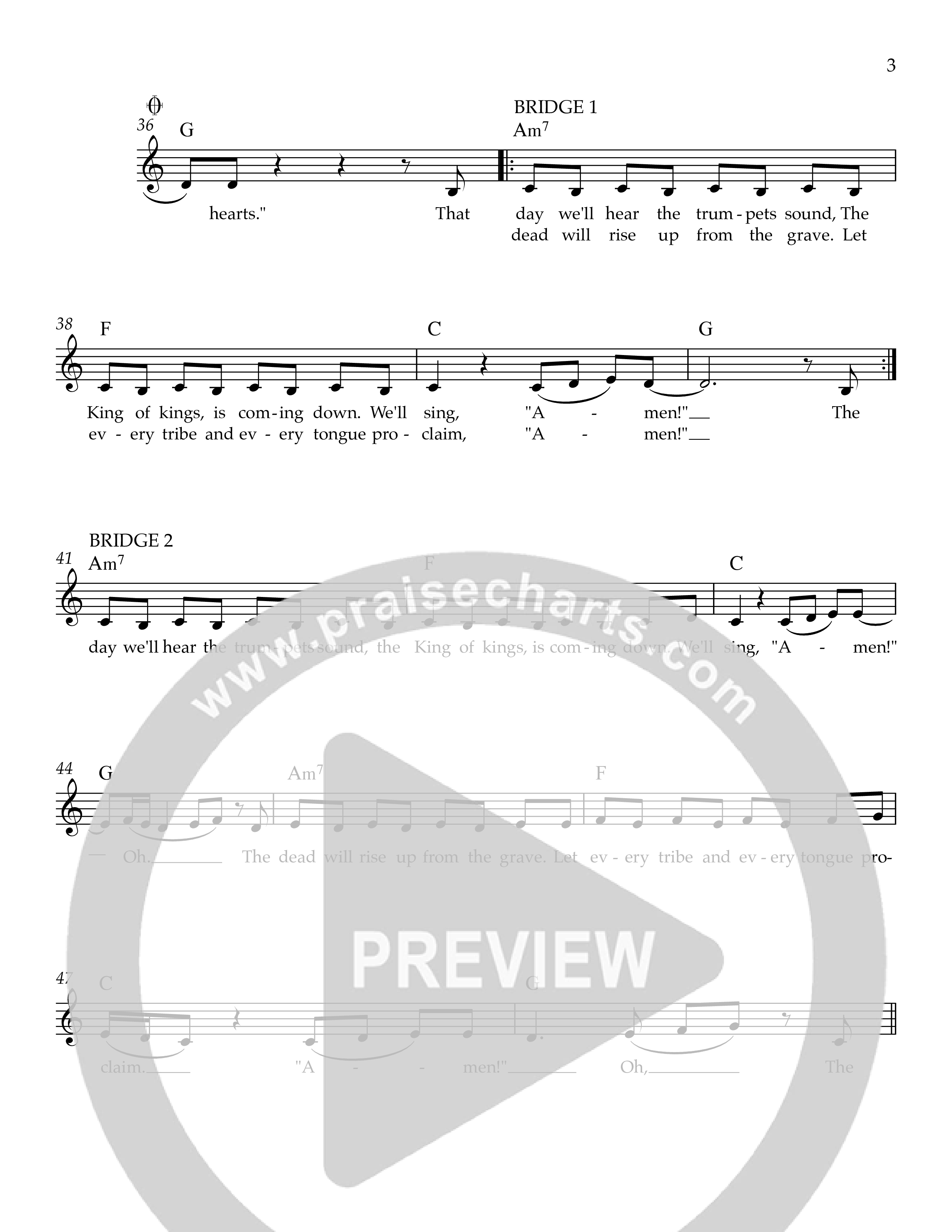 Blessed Is The One (Amen) Lead Sheet Melody (Ezra Worship Initiative / Grant Keith / Molly Mac)