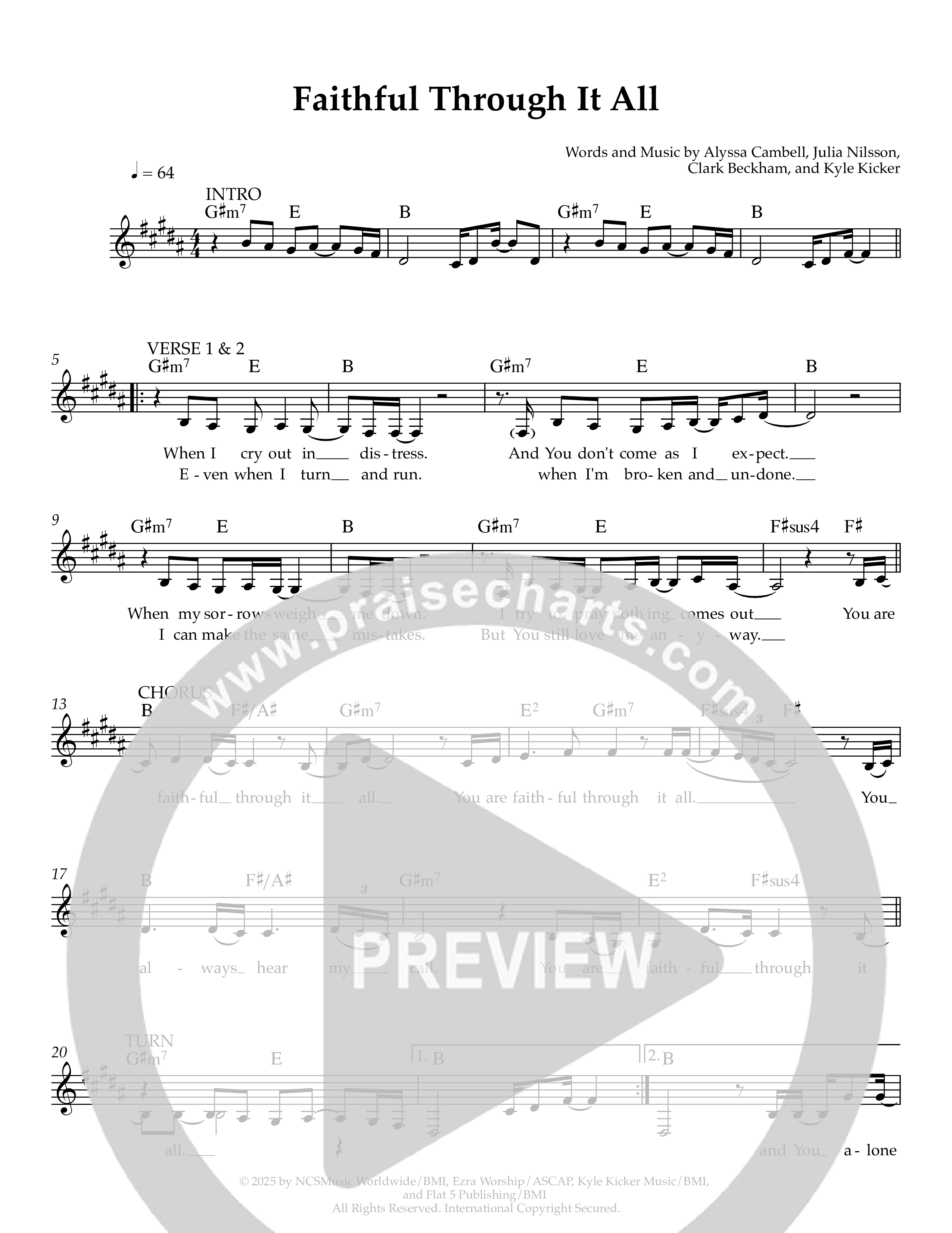 Faithful Through It All Lead Sheet Melody (Ezra Worship Initiative / Calvin University Gospel Choir / Alyssa Campbell)