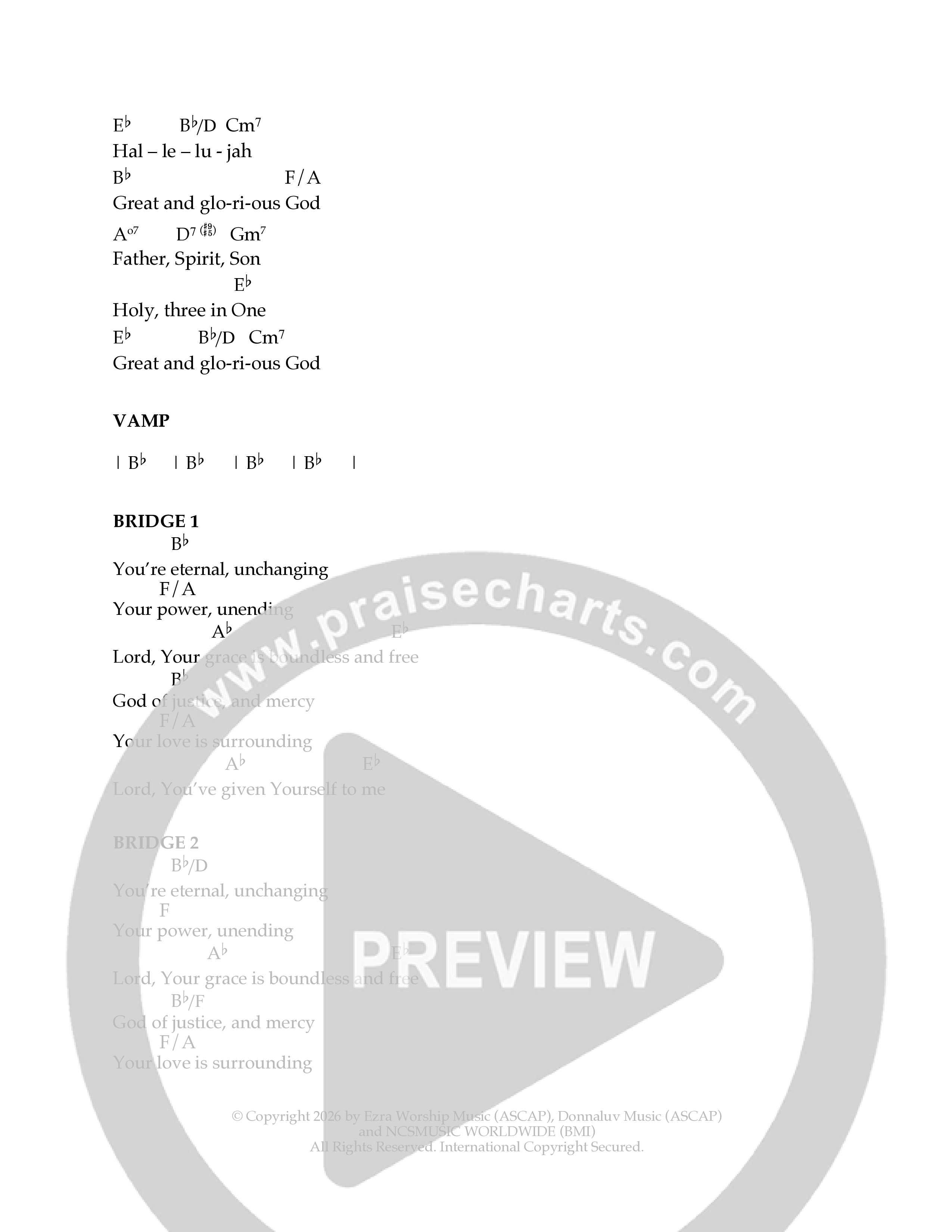 Great And Glorious God Chord Chart (Ezra Worship Initiative / Calvin University Gospel Choir / Anne Elise Sherrod)