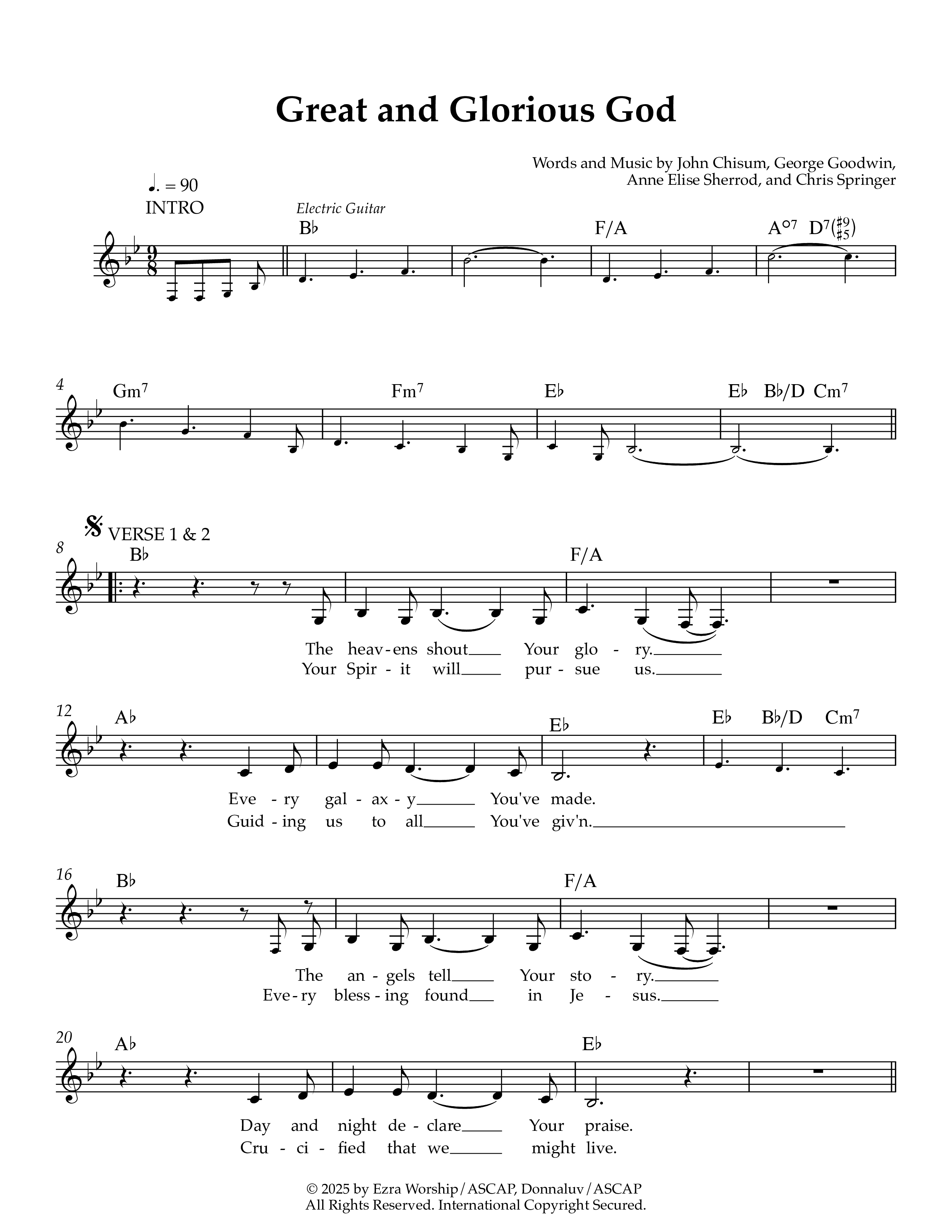 Great And Glorious God Lead Sheet Melody (Ezra Worship Initiative / Calvin University Gospel Choir / Anne Elise Sherrod)