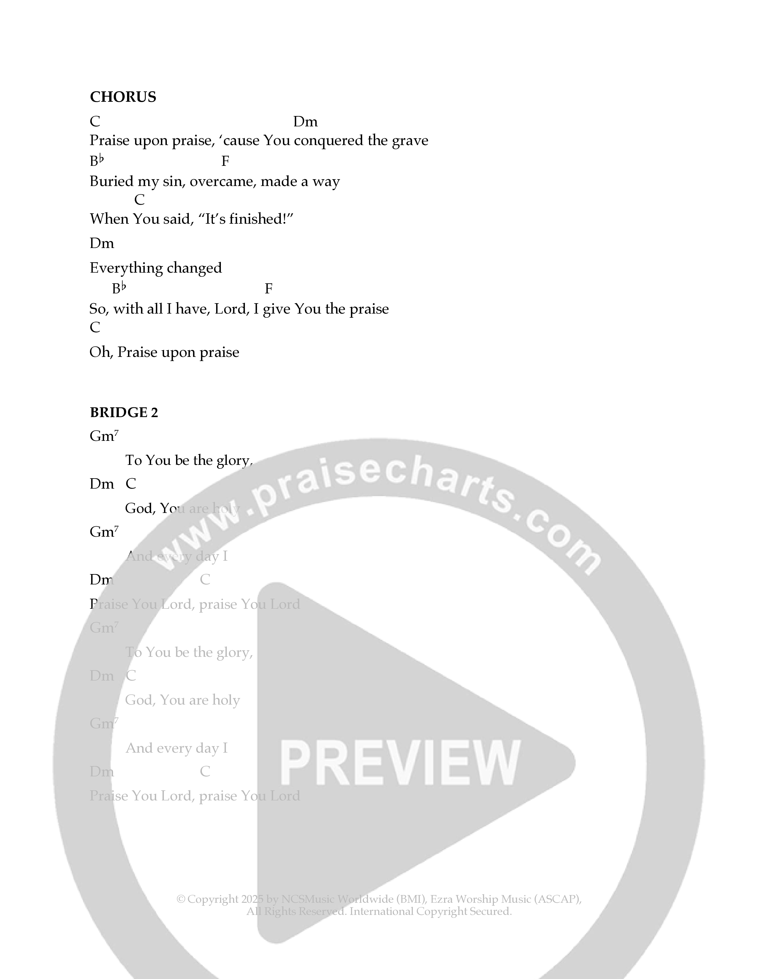 Praise Upon Praise Chord Chart (Ezra Worship Initiative / Calvin University Gospel Choir / Rebekah Trapnell)