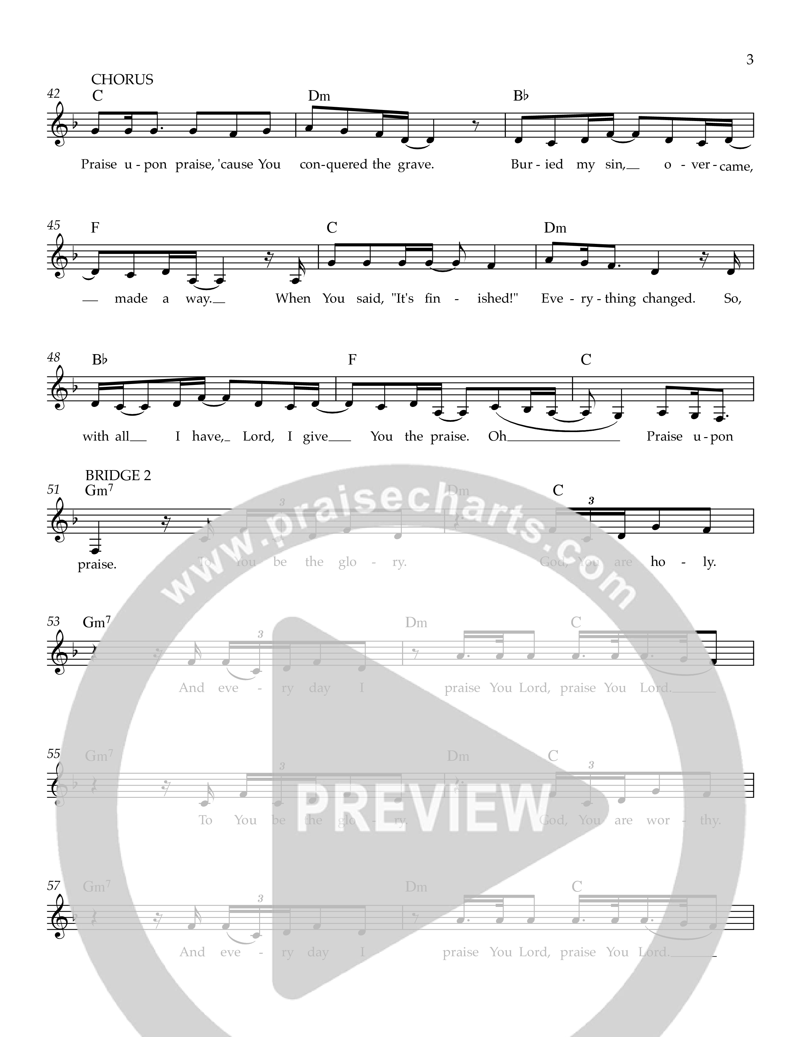 Praise Upon Praise Lead Sheet Melody (Ezra Worship Initiative / Calvin University Gospel Choir / Rebekah Trapnell)