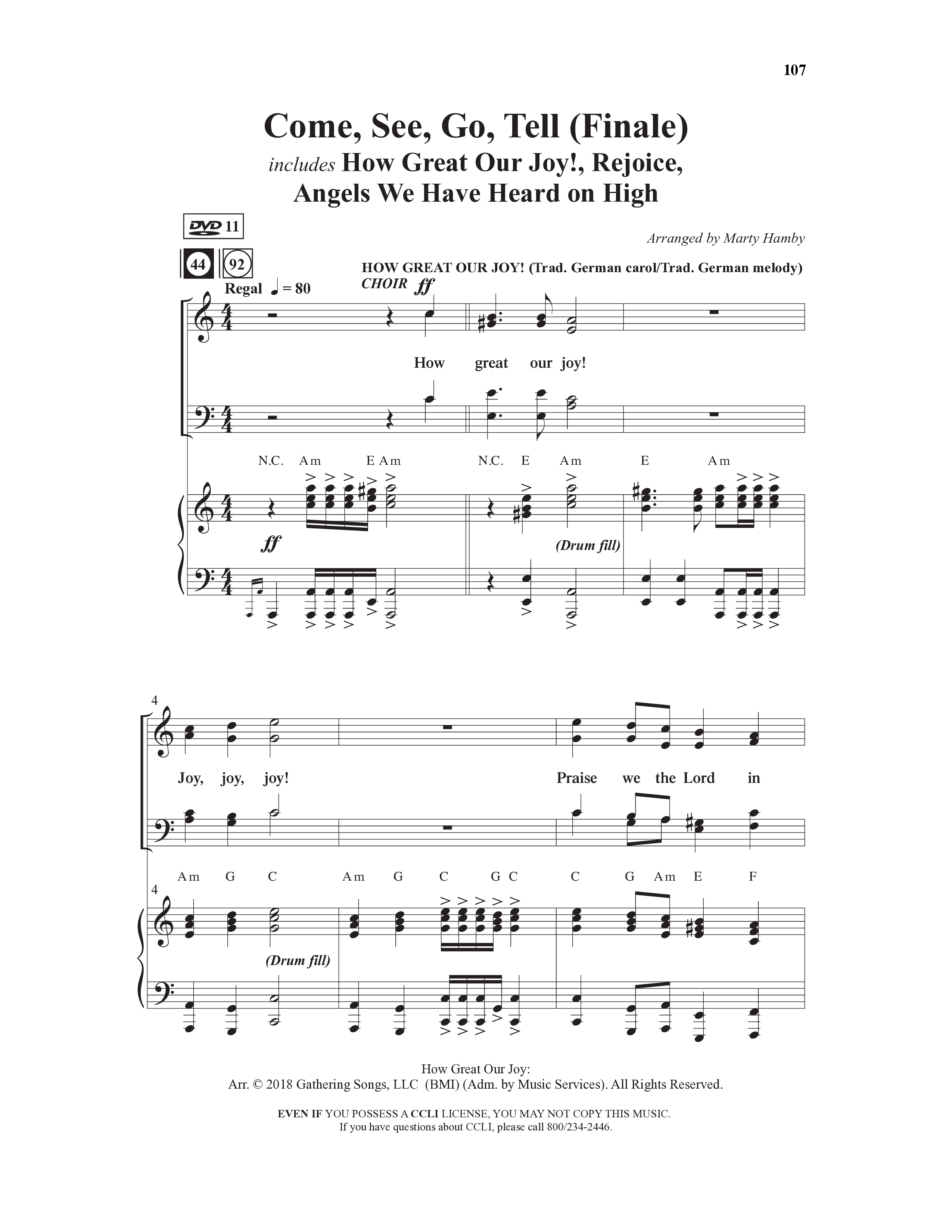 Come And See Go And Tell (11 Song Choral Collection) Song 11 (Piano SATB) (Word Music Choral / Arr. Marty Hamby)