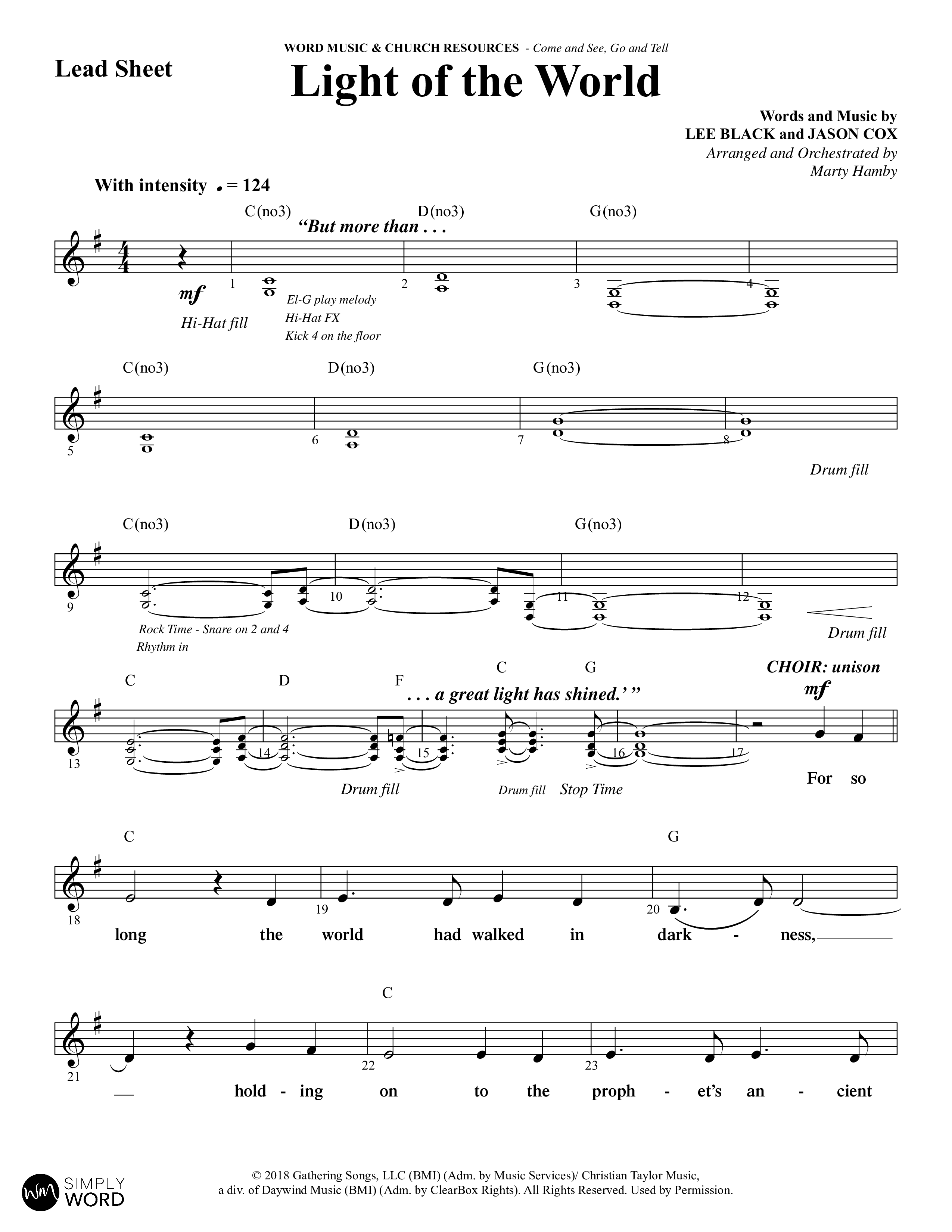 Come And See Go And Tell (11 Song Choral Collection) Song 2 (Lead & Chords) (Word Music Choral / Arr. Marty Hamby)