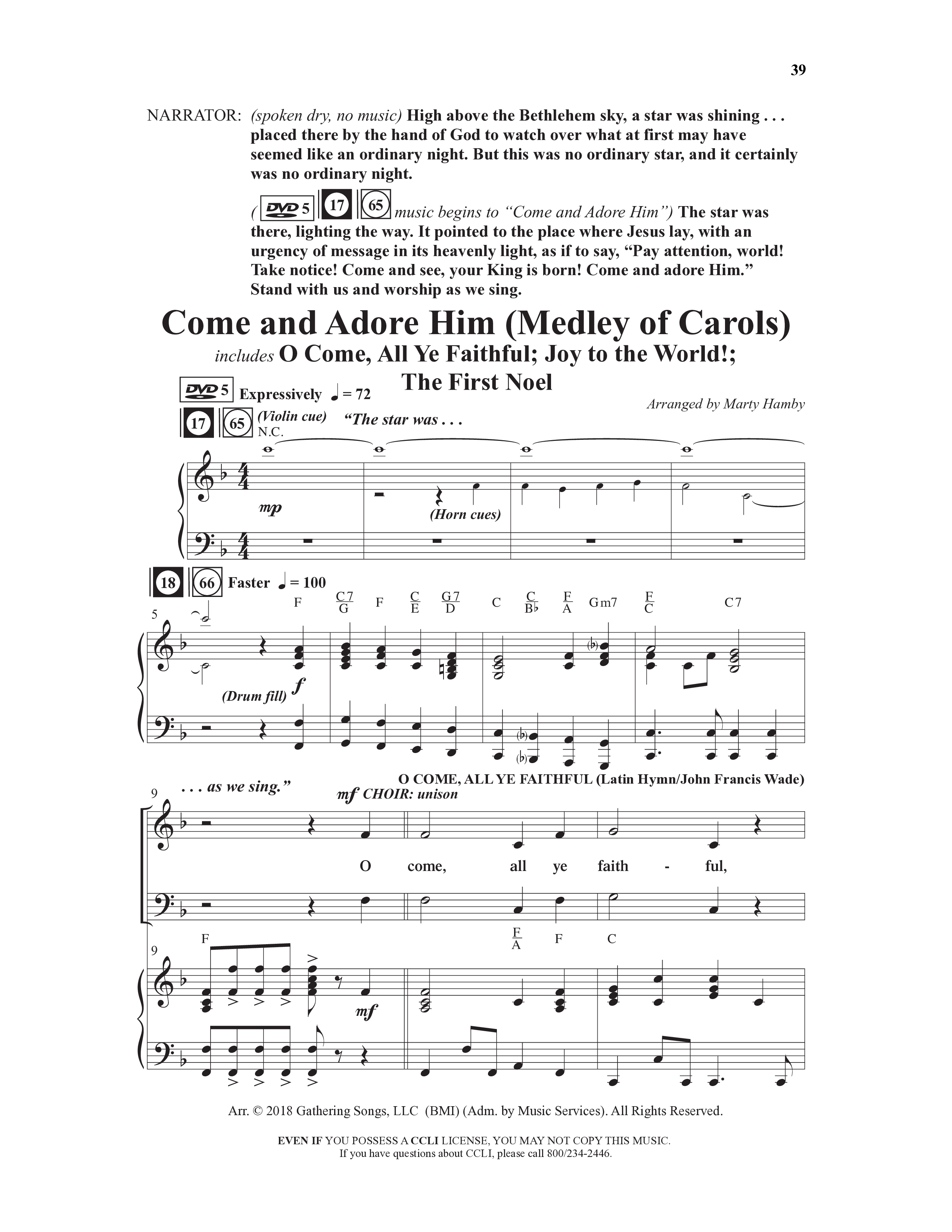 Come And See Go And Tell (11 Song Choral Collection) Song 5 (Piano SATB) (Word Music Choral / Arr. Marty Hamby)