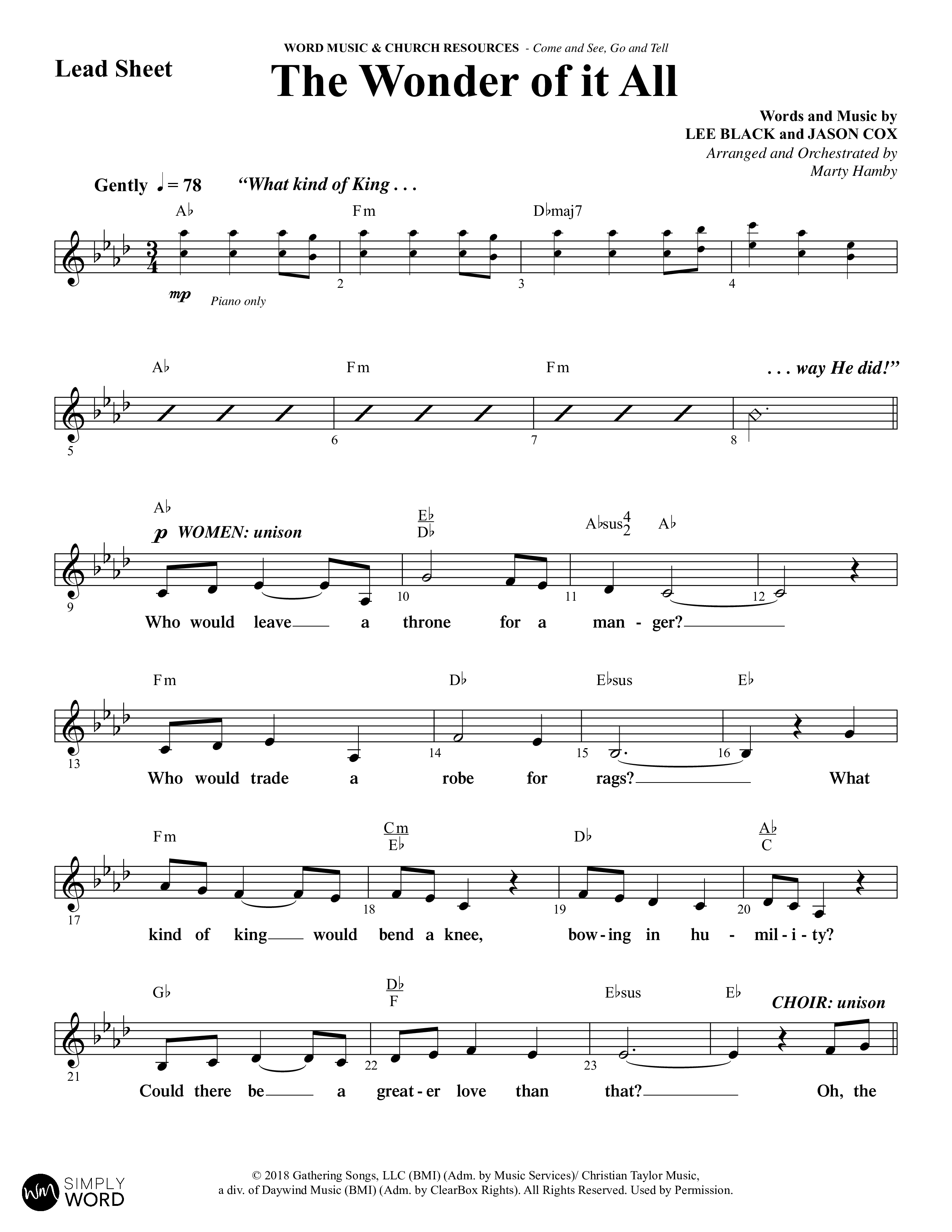 Come And See Go And Tell (11 Song Choral Collection) Song 6 (Lead & Chords) (Word Music Choral / Arr. Marty Hamby)