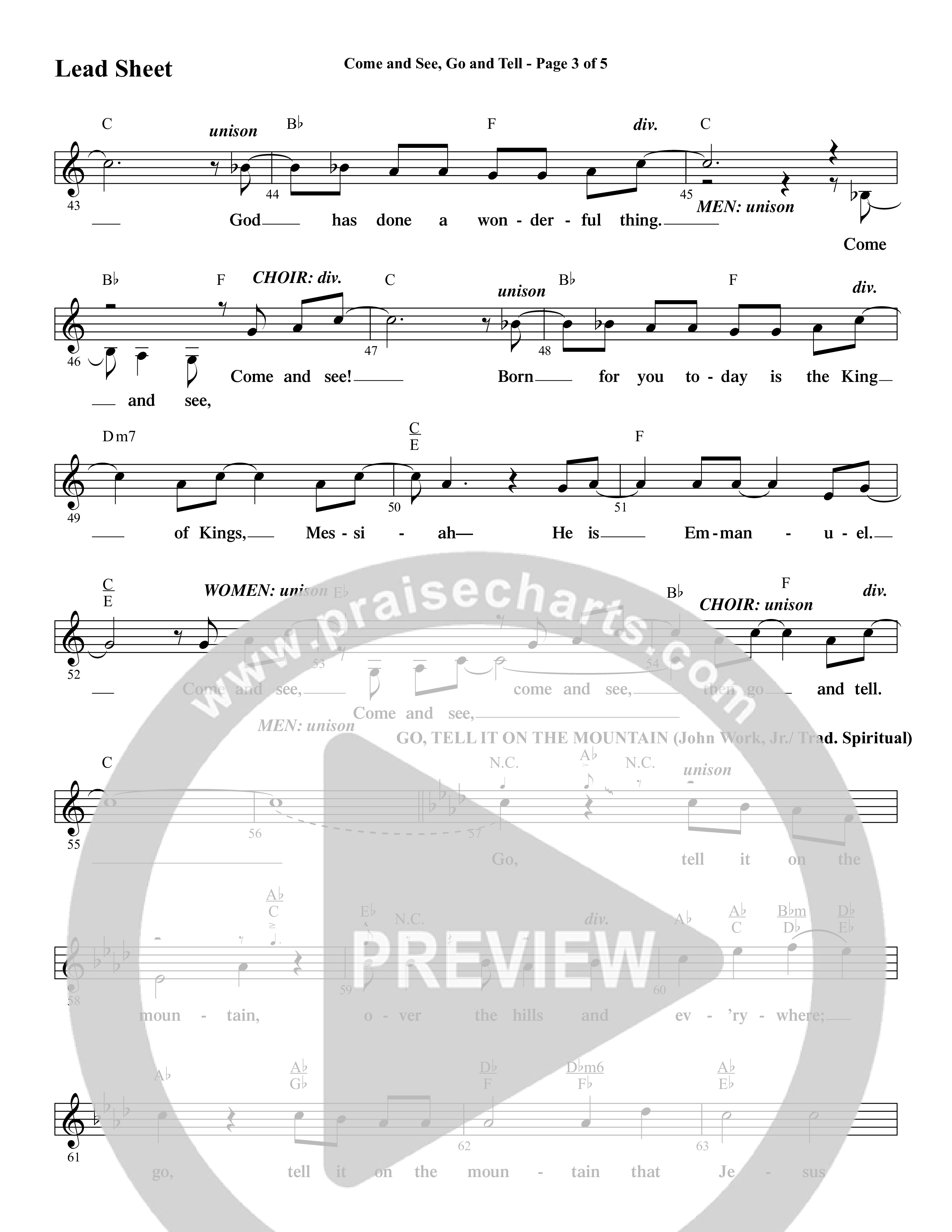 Come And See Go And Tell (11 Song Choral Collection) Song 7 (Lead & Chords) (Word Music Choral / Arr. Marty Hamby)