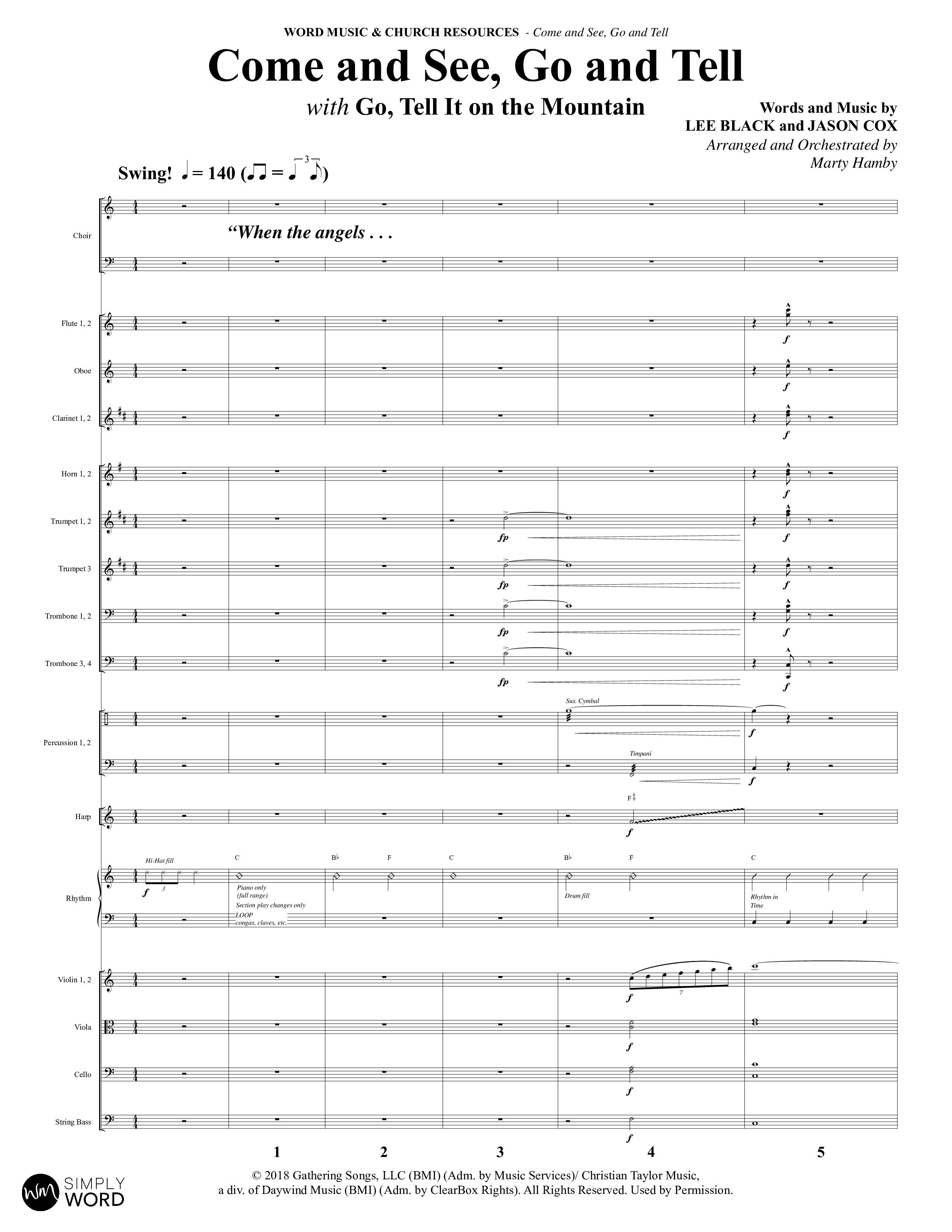 Come And See Go And Tell (11 Song Choral Collection) Song 7 (Orchestration) (Word Music Choral / Arr. Marty Hamby)
