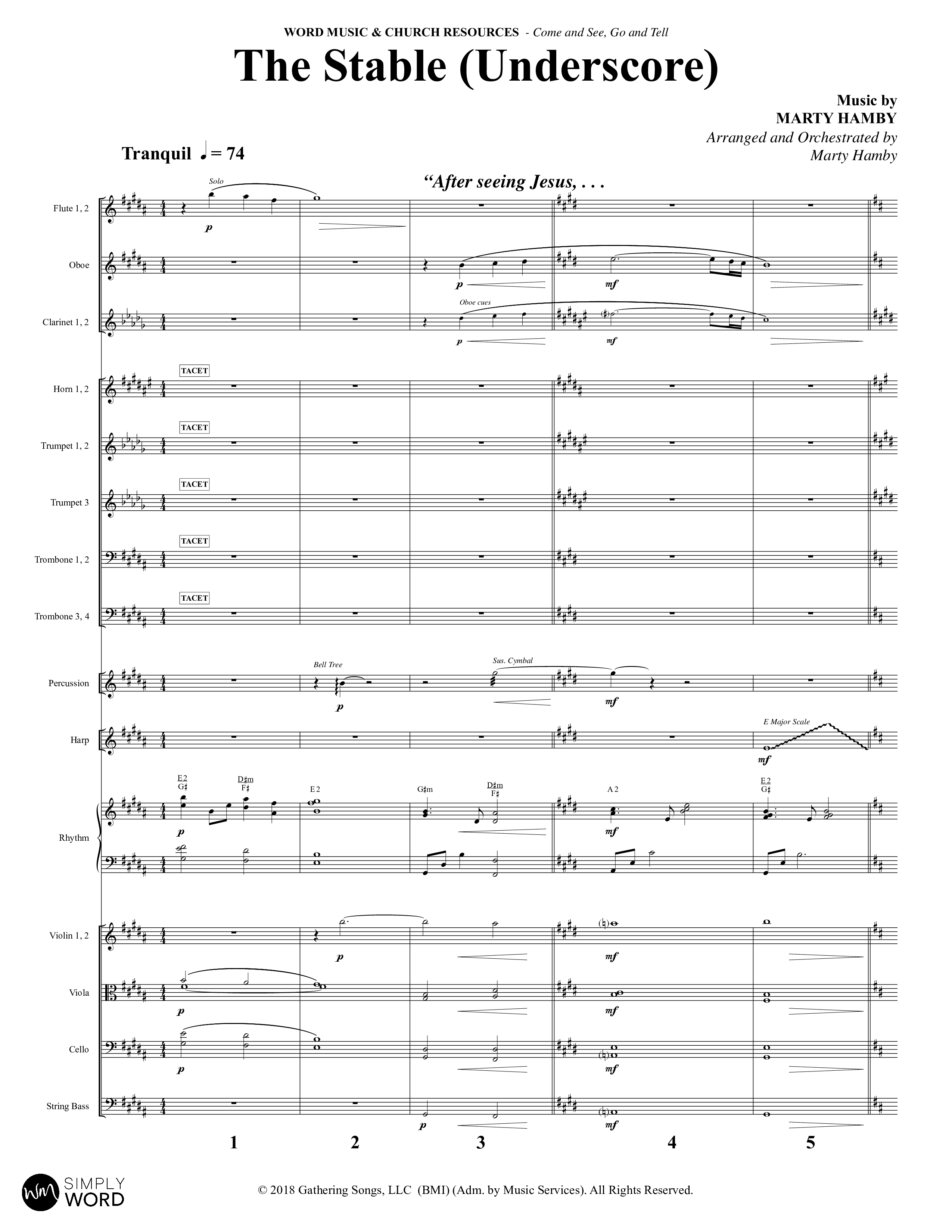 Come And See Go And Tell (11 Song Choral Collection) Song 8 (Orchestration) (Word Music Choral / Arr. Marty Hamby)
