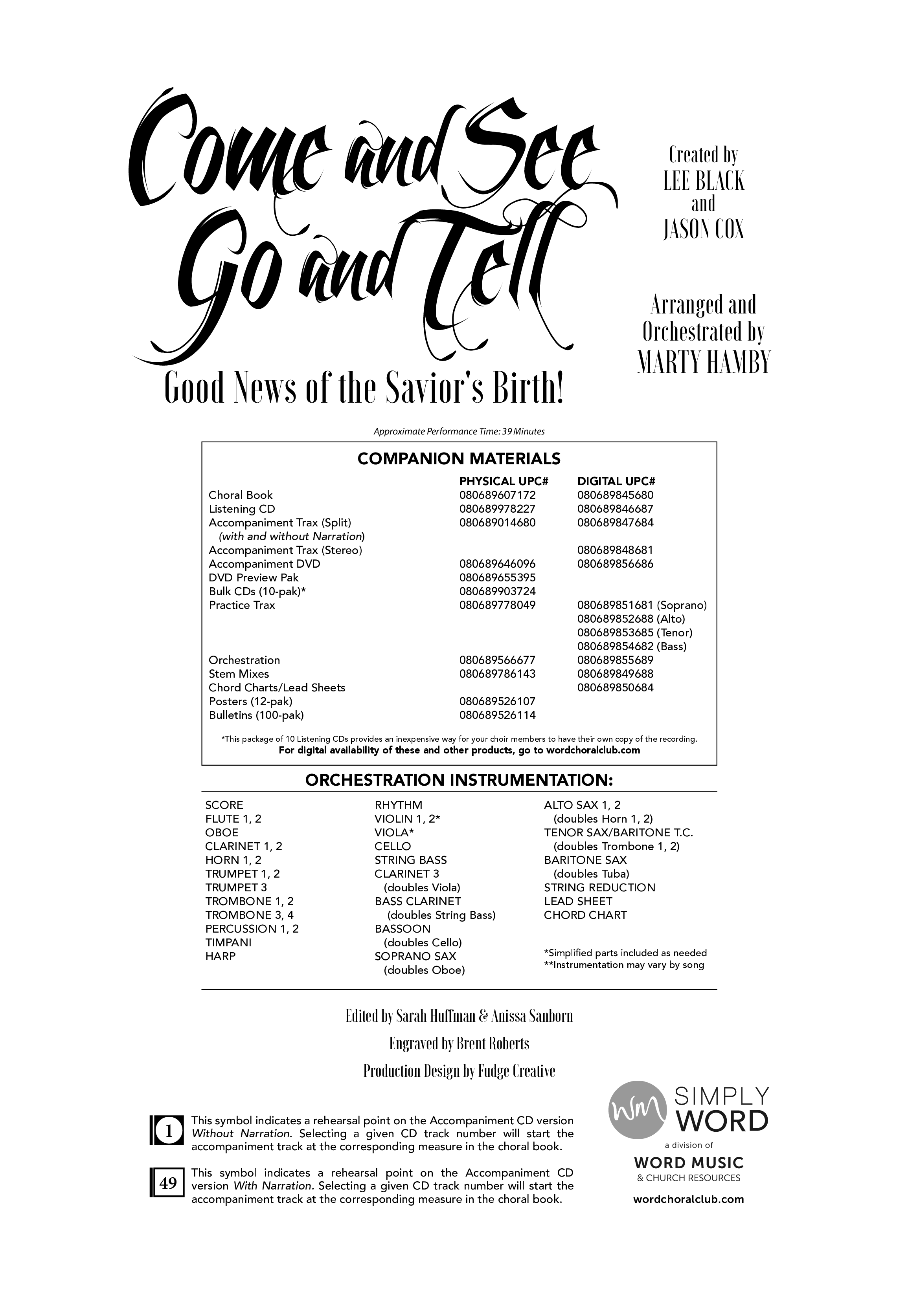 Come And See Go And Tell (11 Song Choral Collection) Choral Book (Word Music Choral / Arr. Marty Hamby)
