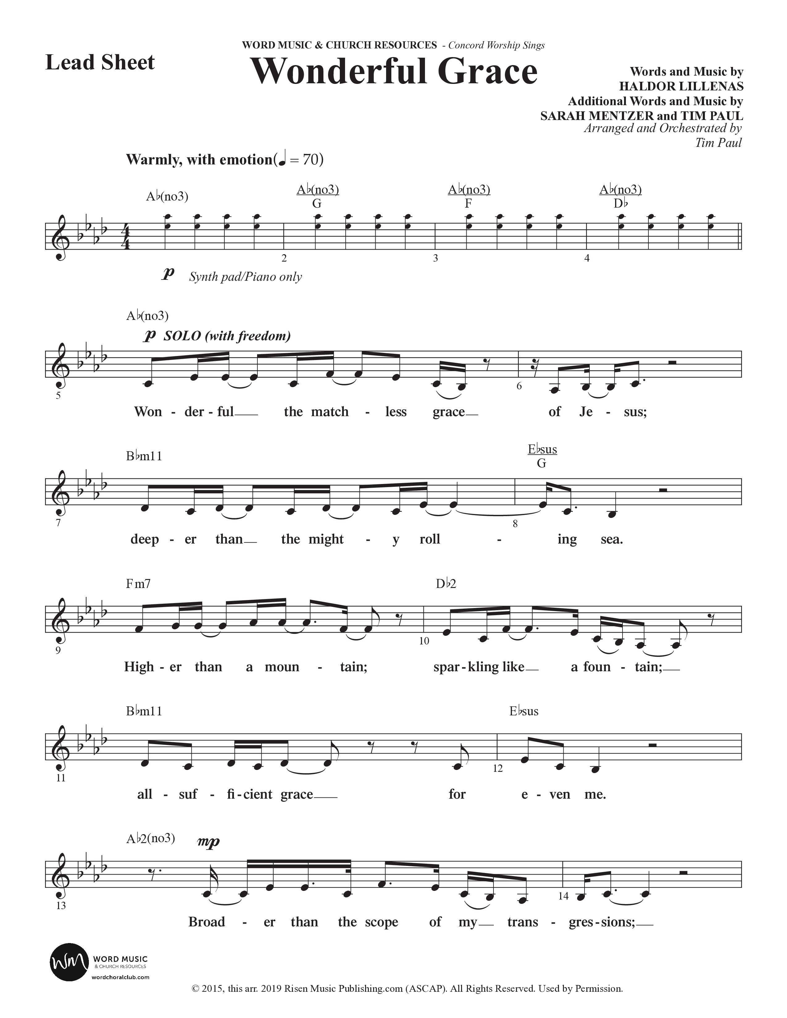 Concord Worship Sings (9 Song Choral Collection) Song 4 (Lead & Chords) (Concord Worship / Arr. Tim Paul)