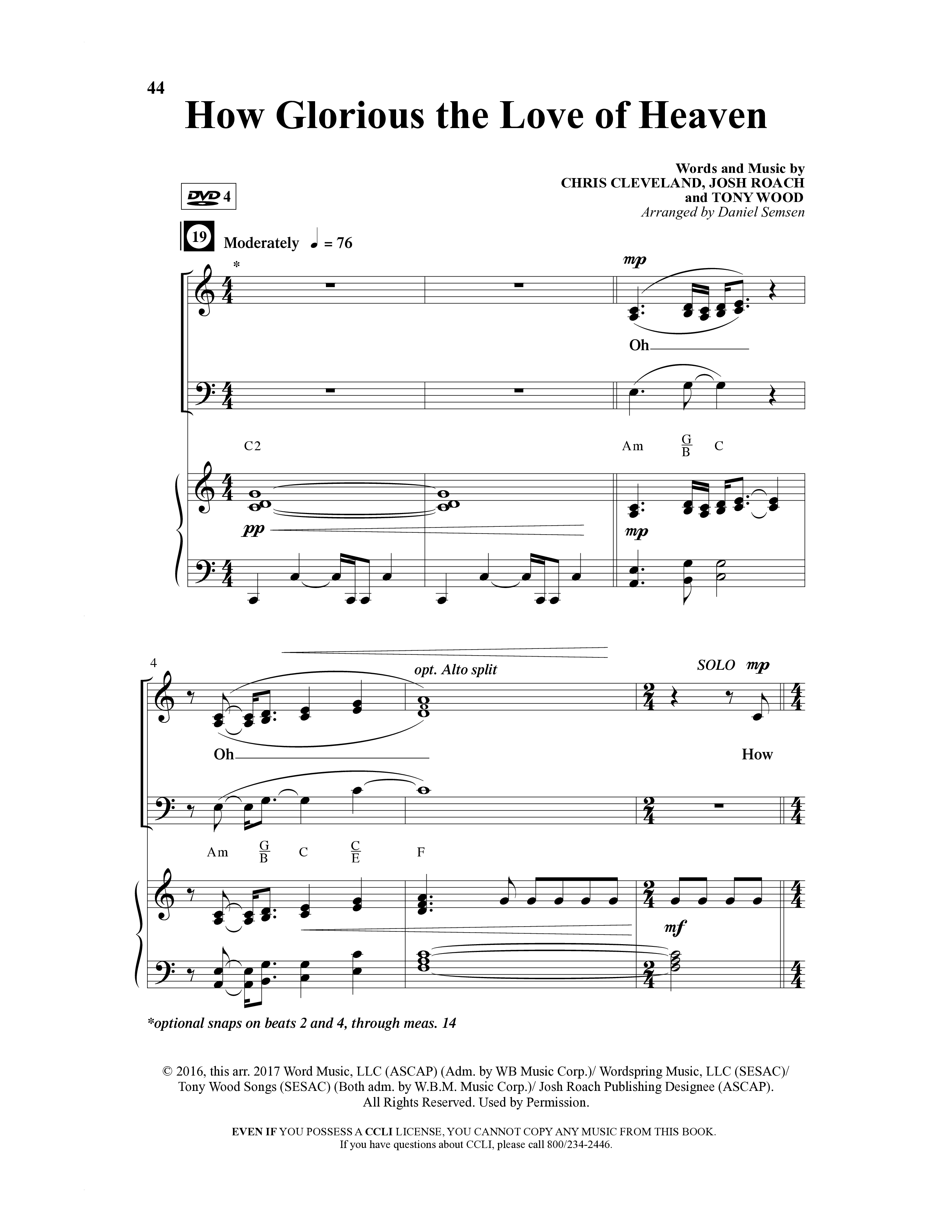 Cool Yule (6 Song Choral Collection) Song 4 (Piano SATB) (Word Music Choral / Arr. Daniel Semsen)