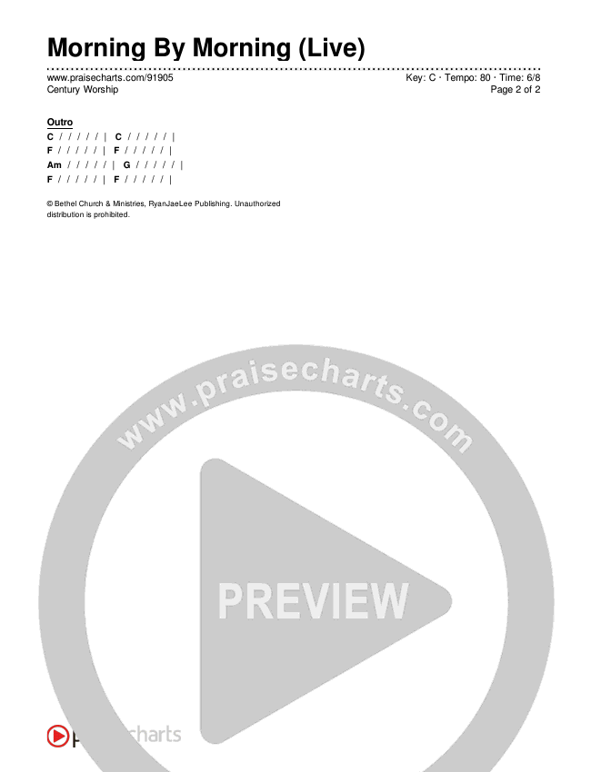 Morning By Morning (Live) Chord Chart (Century Worship)