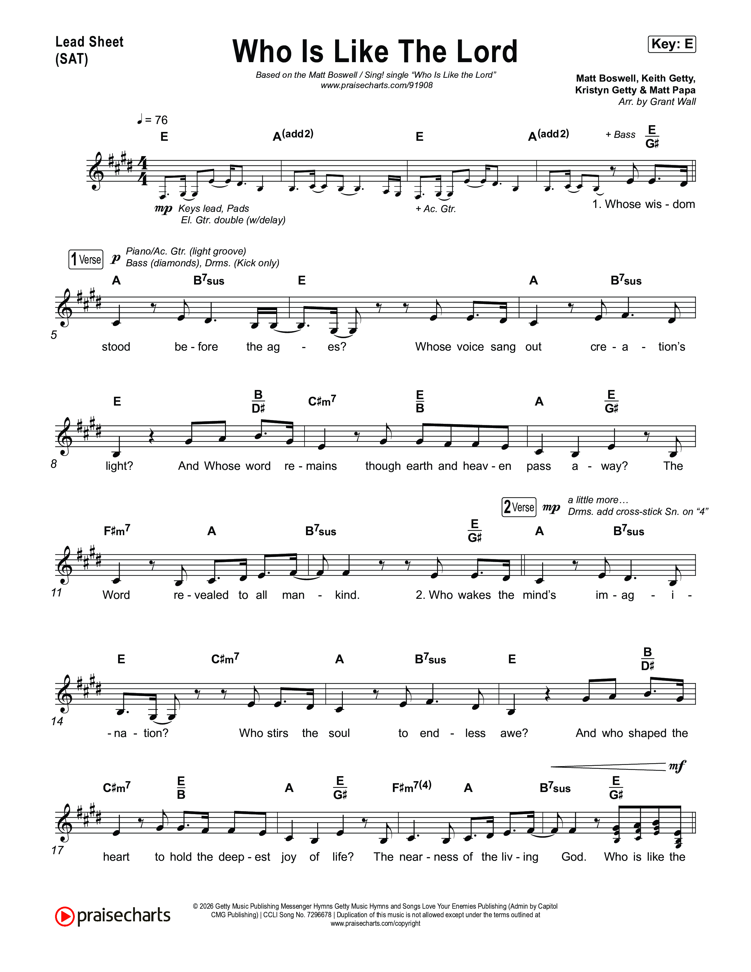 Who Is Like The Lord Lead Sheet (SAT) (Matt Boswell / Sing!)