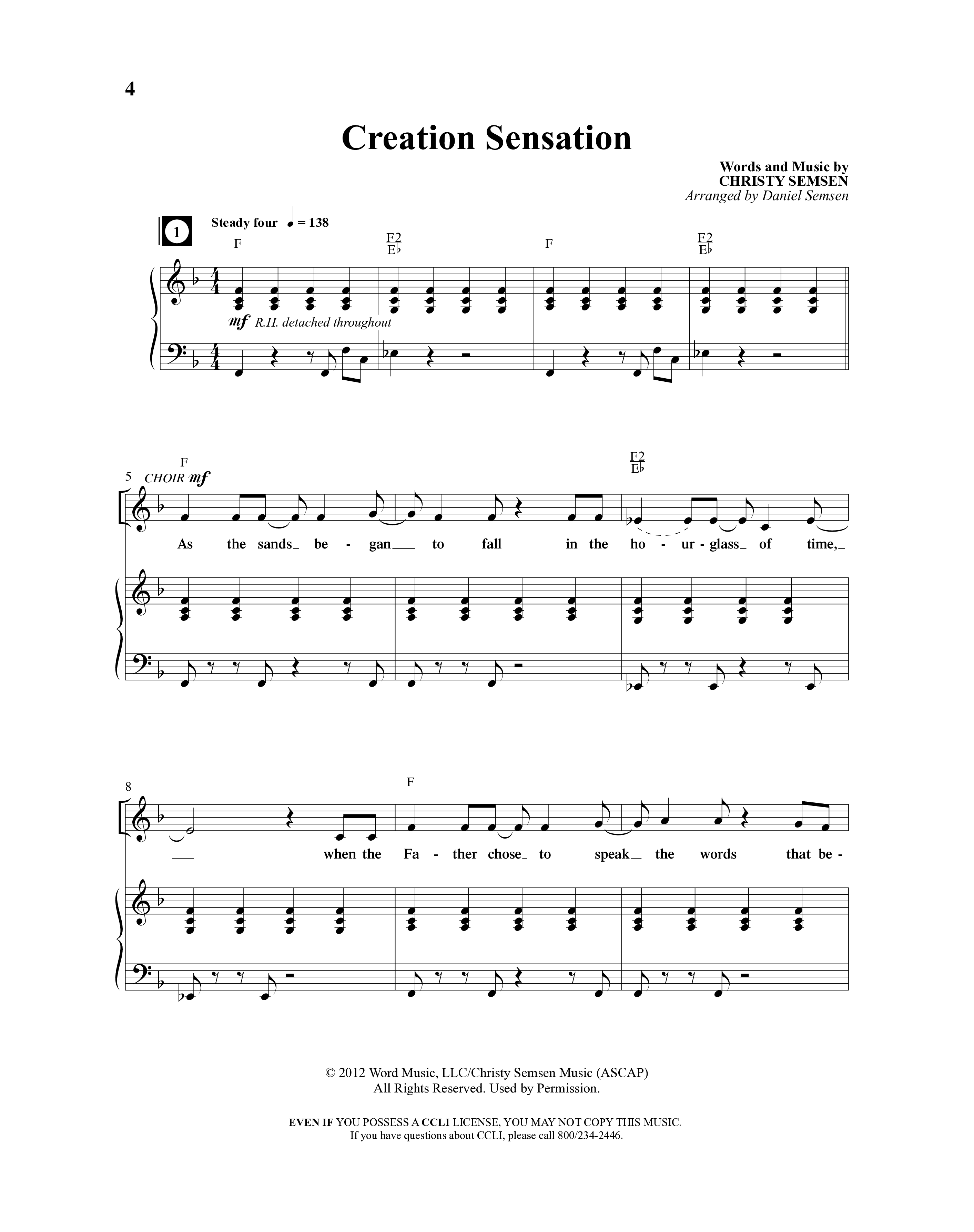 Creation Sensation (10 Song Choral Collection) Song 1 (Piano SATB) (Word Music Choral)