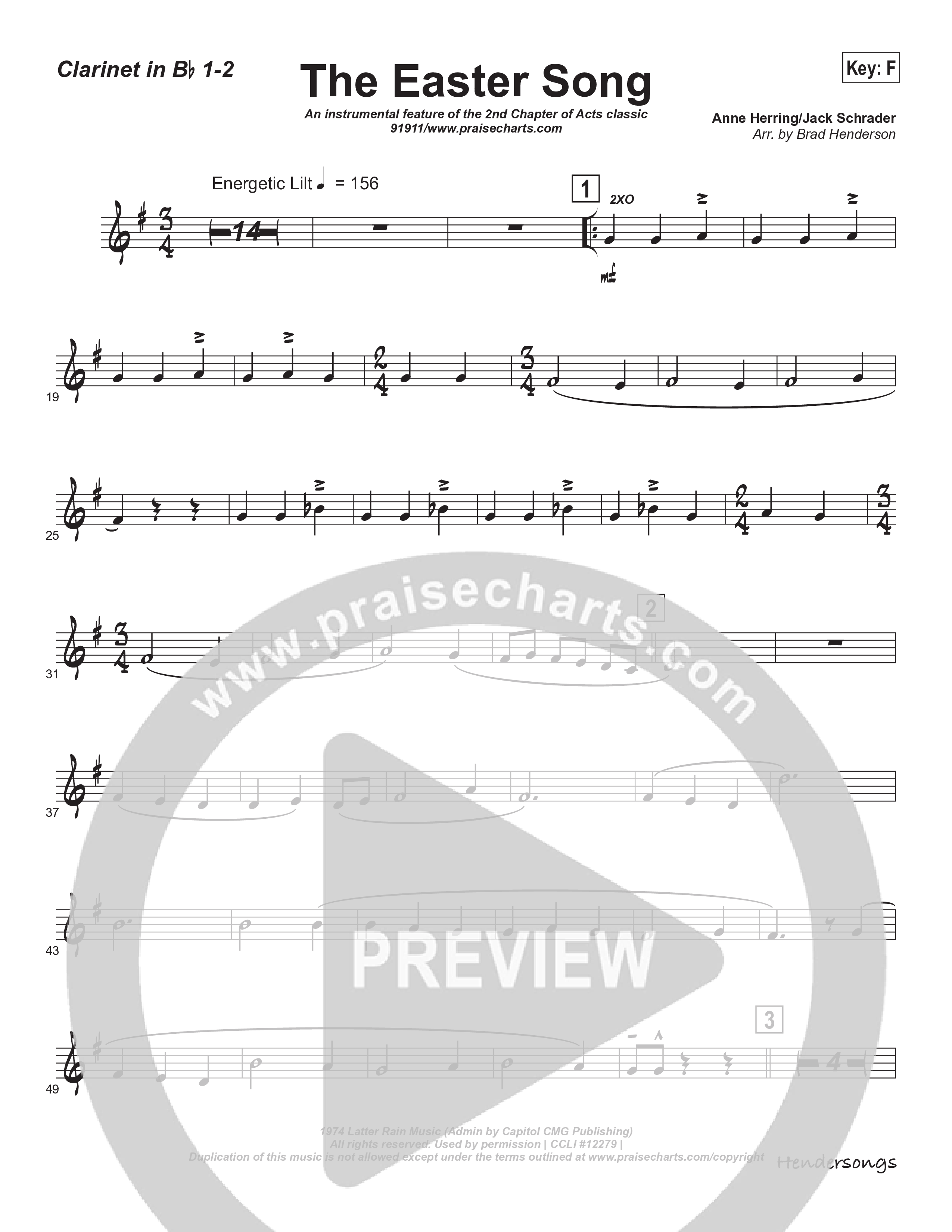 Easter Song (Instrumental) Clarinet 1/2 (Brad Henderson)