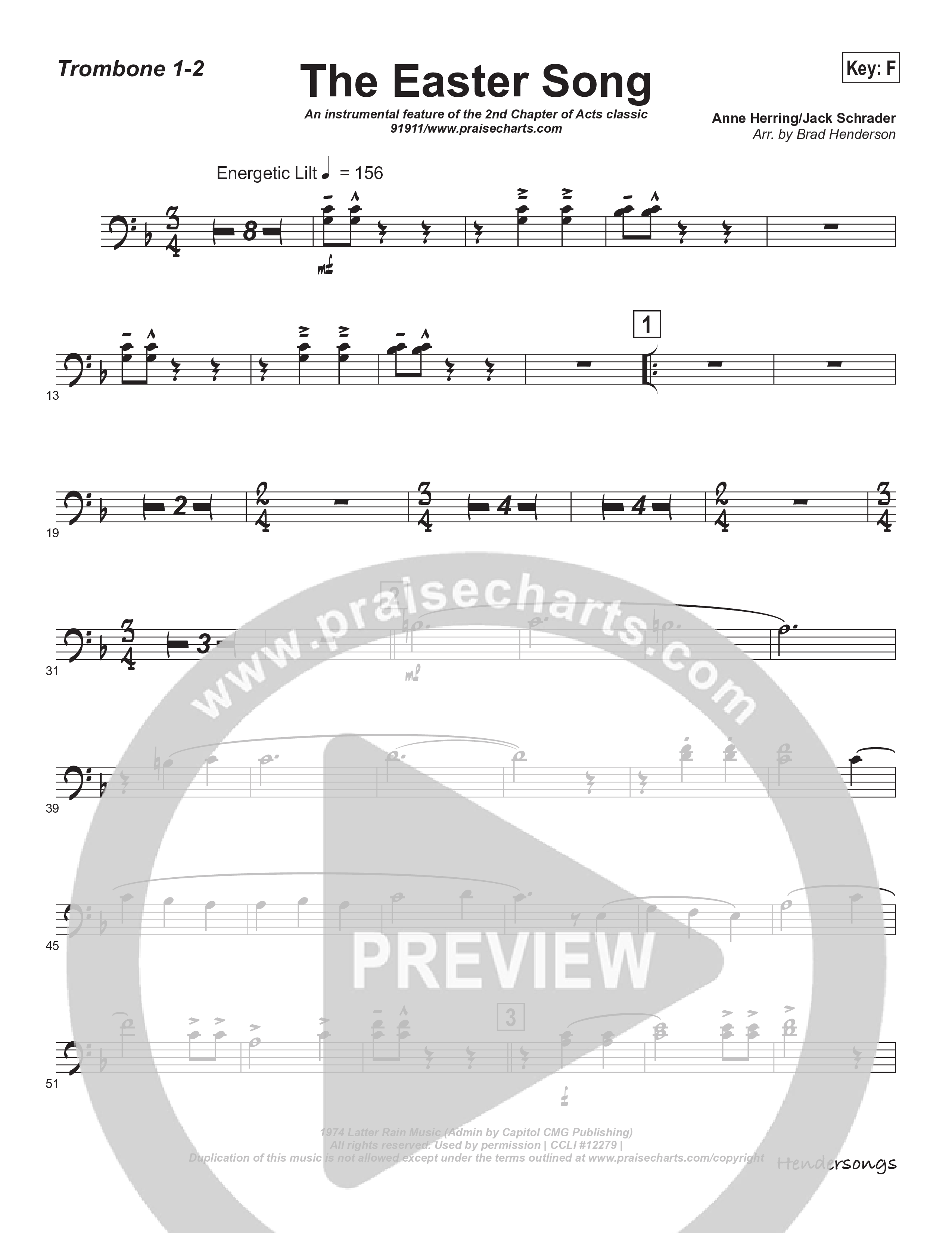Easter Song (Instrumental) Trombone 1/2 (Brad Henderson)