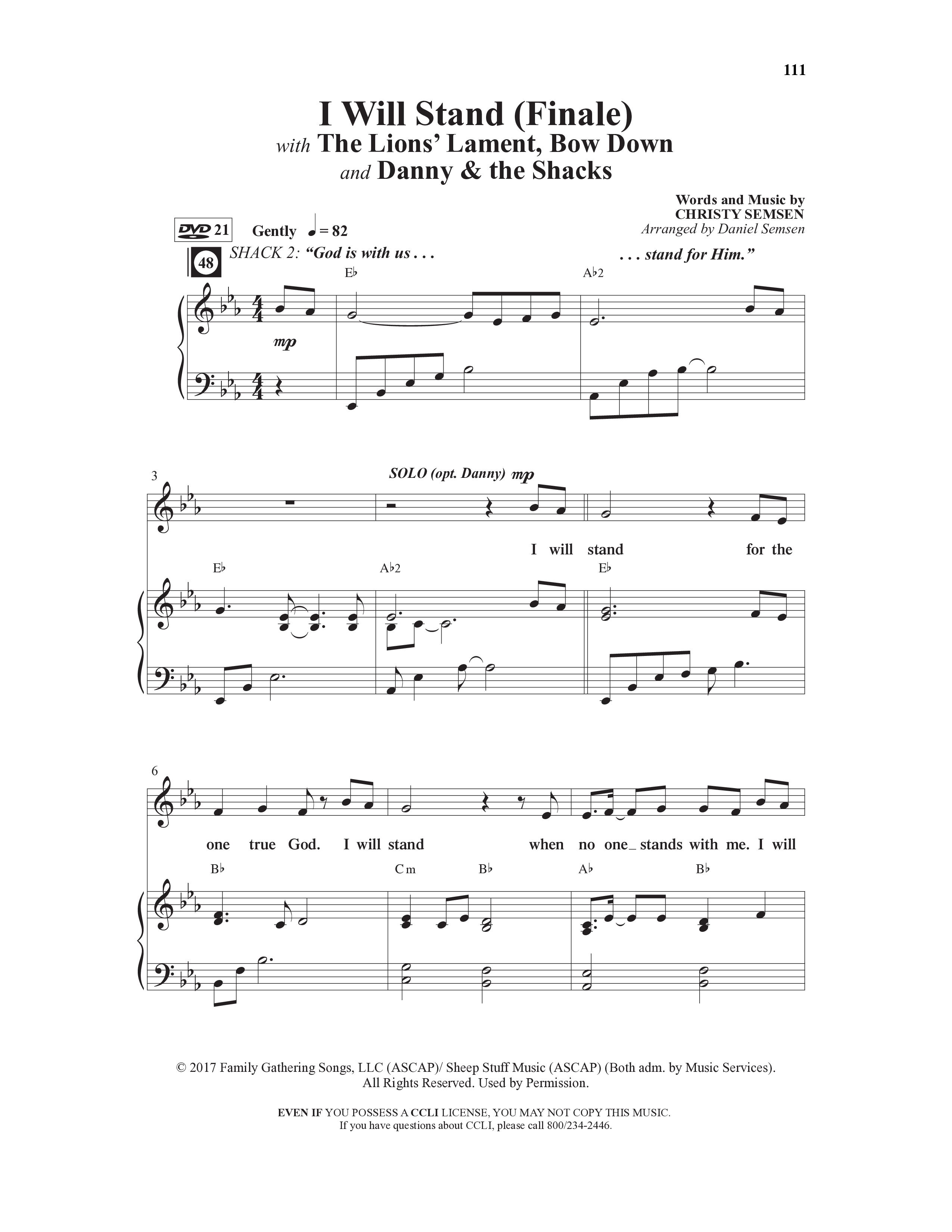Danny & The Shacks (12 Song Choral Collection) Song 11 (Piano SATB) (WordKidz / Arr. Daniel Semsen)